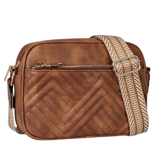 bags : Rena Vegan Leer Schoudertas in Bruin van Pantino