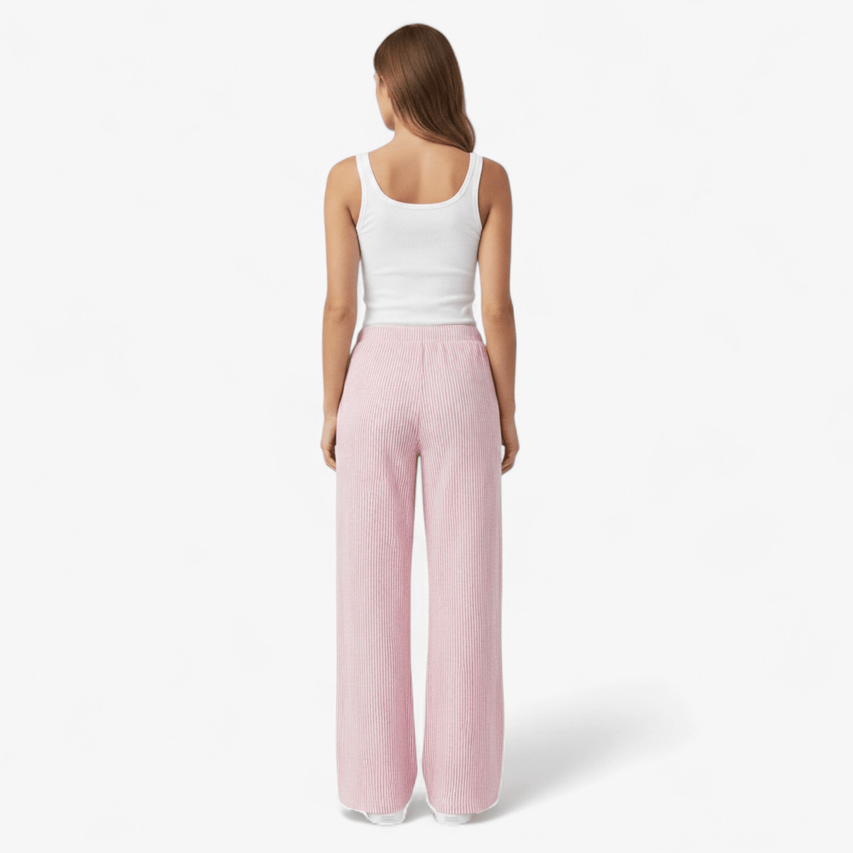 women pants : Sofia | Comfortabele Wijde Broek in Rosa van Pantinoshop