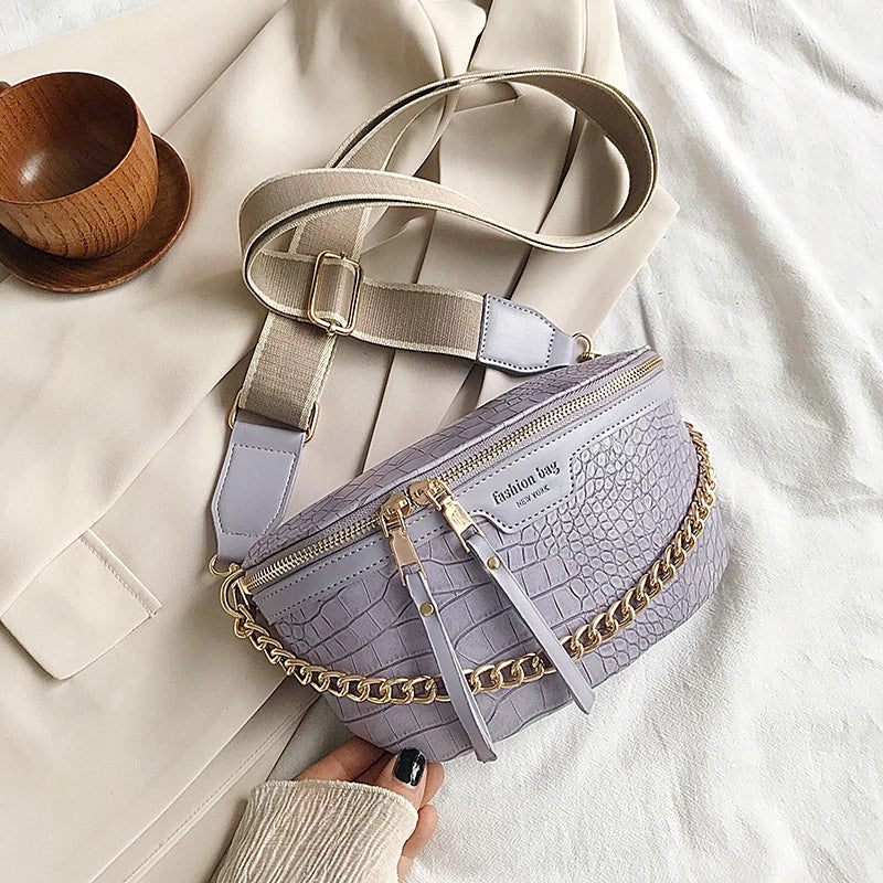bags : Imani - Stijlvolle Crossbody Tas met Kettingontwerp in Paars van Pantino