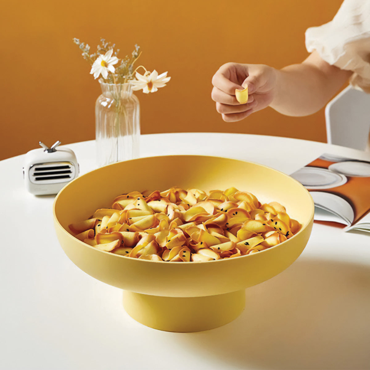 Chique en ronde fruitmand | Elegante en stevige opslag voor uw verse favorieten- €25 : Chique en ronde fruitmand | Elegante en stevige opslag voor uw verse favorieten in Geel van Pantinoshop
