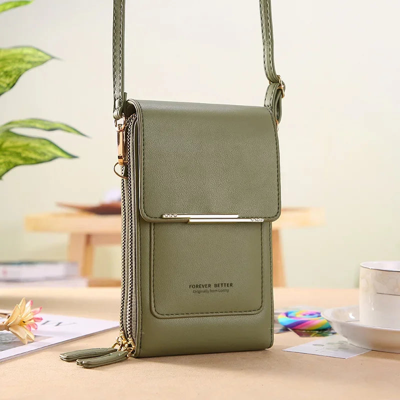 bags : ELLAZ™ | Schoudertas met touchscreen in Olijfgroen van Pantino