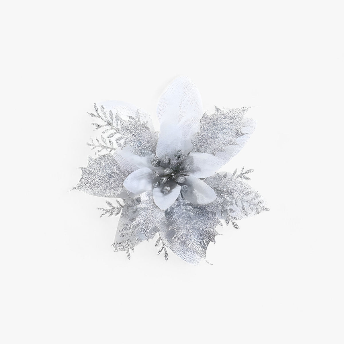 home & garden : Blooms | Kunstkerstbloemen met Glanzend Goudpoeder - Elegantie voor Kerstmis in Zilverkleurig 5stuks van Pantinoshop