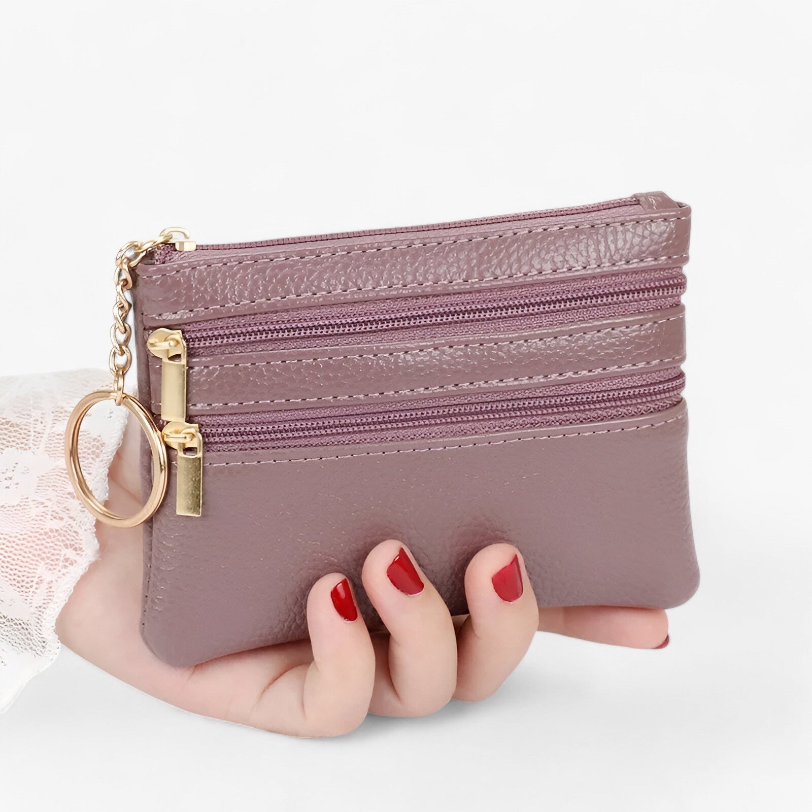 bags : Ghie| Schoudertas voor vrouwen – Compakt en elegant met drie ritsen in donkerpaars van Pantino