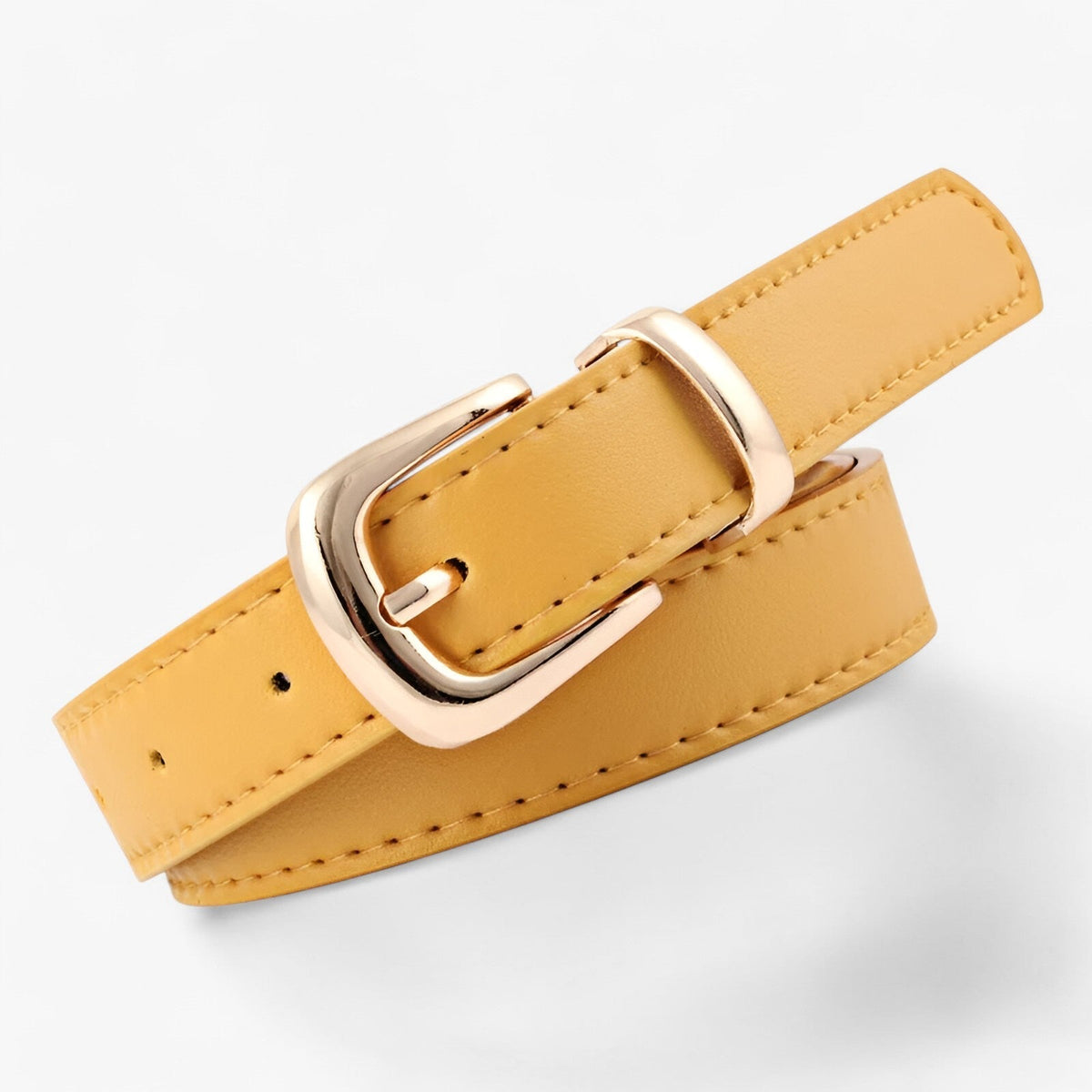 accessories : Jona | Elegant PU leren riem van 2,4 cm - Perfect voor elke outfit in gele haakjes pu 2.4X105cm van Pantino