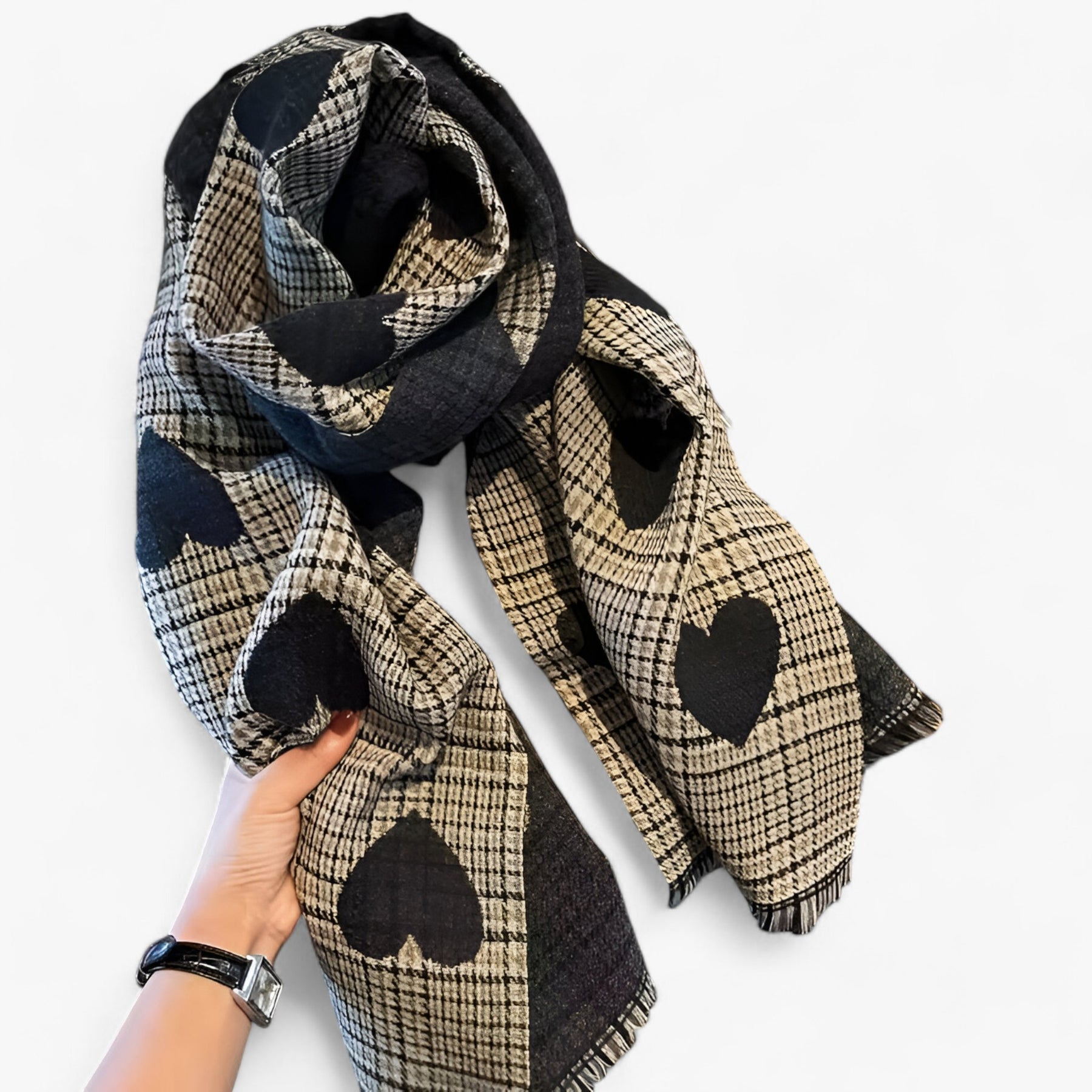 accessories : Amara | Dubbelzijdige Kasjmier Sjaal – Warme Luxe met Stijlvol Design in zwart 70X200cm van Pantinoshop
