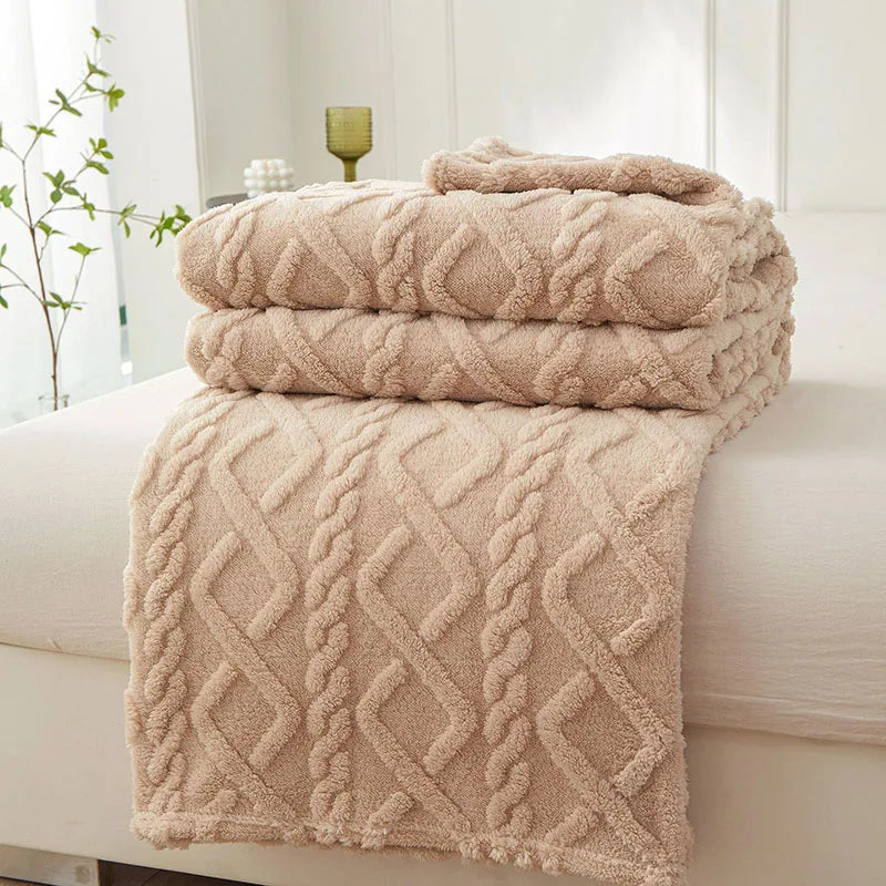 home & garden : FleeceBlanket- Warme Deken van Reistextiel Fleece in Licht kameel van Pantino