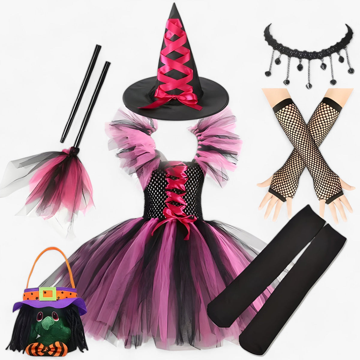 accessories : Léa | Heksenkostuum - Tutu Jurk en Accessoires voor Halloween en Carnaval in Heksstijl H van Pantinoshop