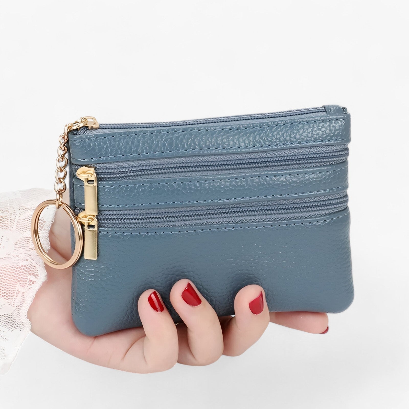 bags : Ghie| Schoudertas voor vrouwen – Compakt en elegant met drie ritsen in blauw van Pantino