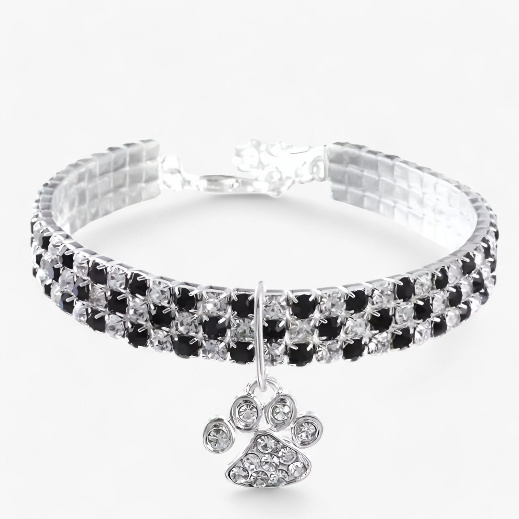 pets : Luna | Luxe Kristallen Halsband met Diamant Hanger in Zwart van Pantinoshop
