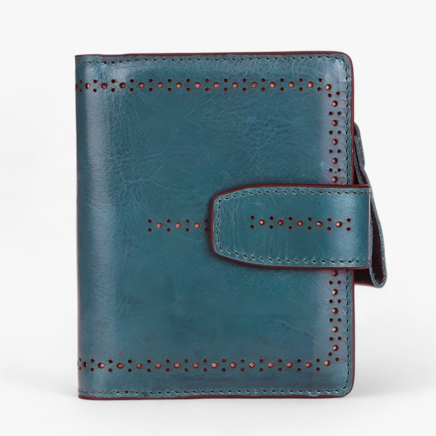 bags : Beatriz | Compacte RFID-blokkerende leren portemonnee met rits en ID-venster in Blauwe kleur van Pantinoshop