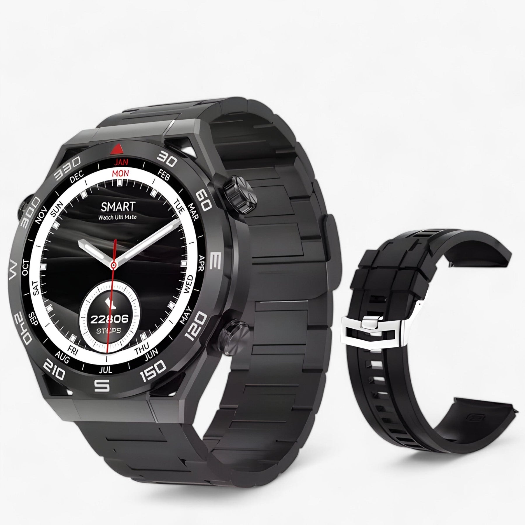 watches : DT Ultra Mate | Smartwatch - GPS & NFC voor Mannen met Bluetooth Oproepen & ECG in Zwart metaal van Pantinoshop
