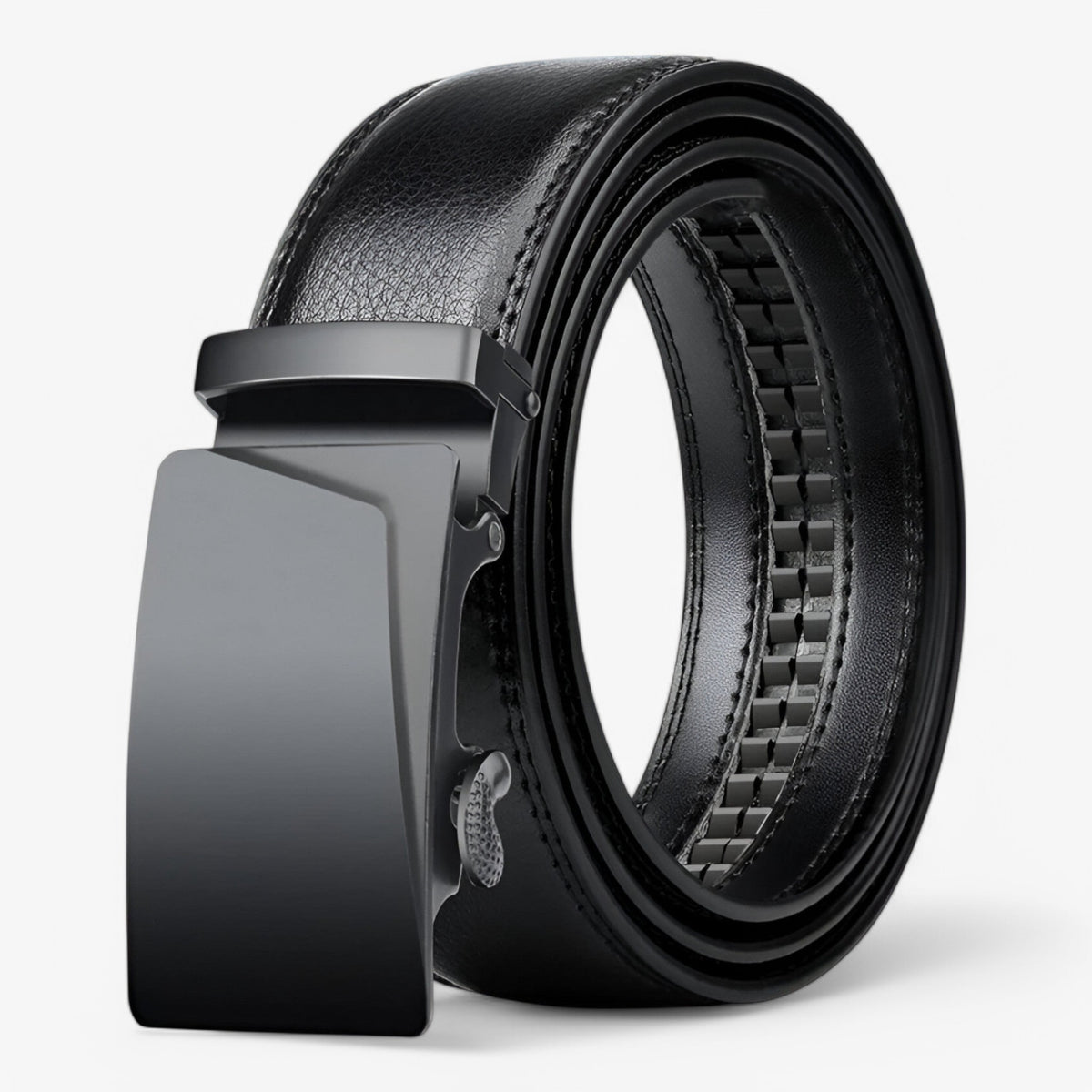 accessories : Heren Riem Zwart Leer met Automatische Gesp in Zwart van Pantino