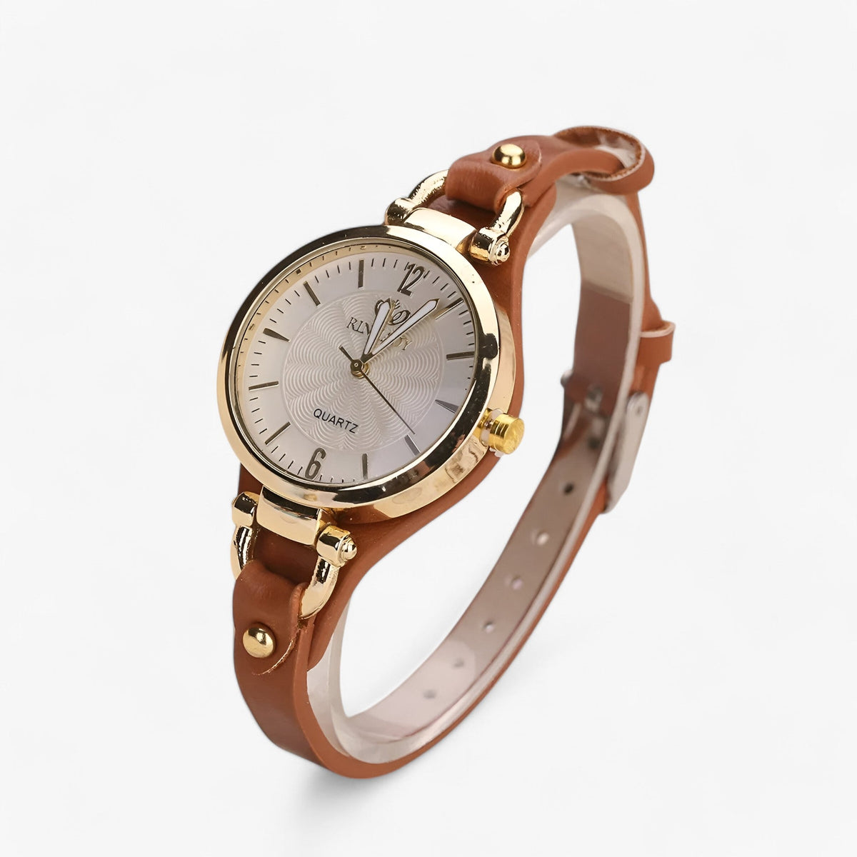 watches : Jiezel | Dameshorloge - Elegant en Slank PU Leren Armband in Bruin van Pantino