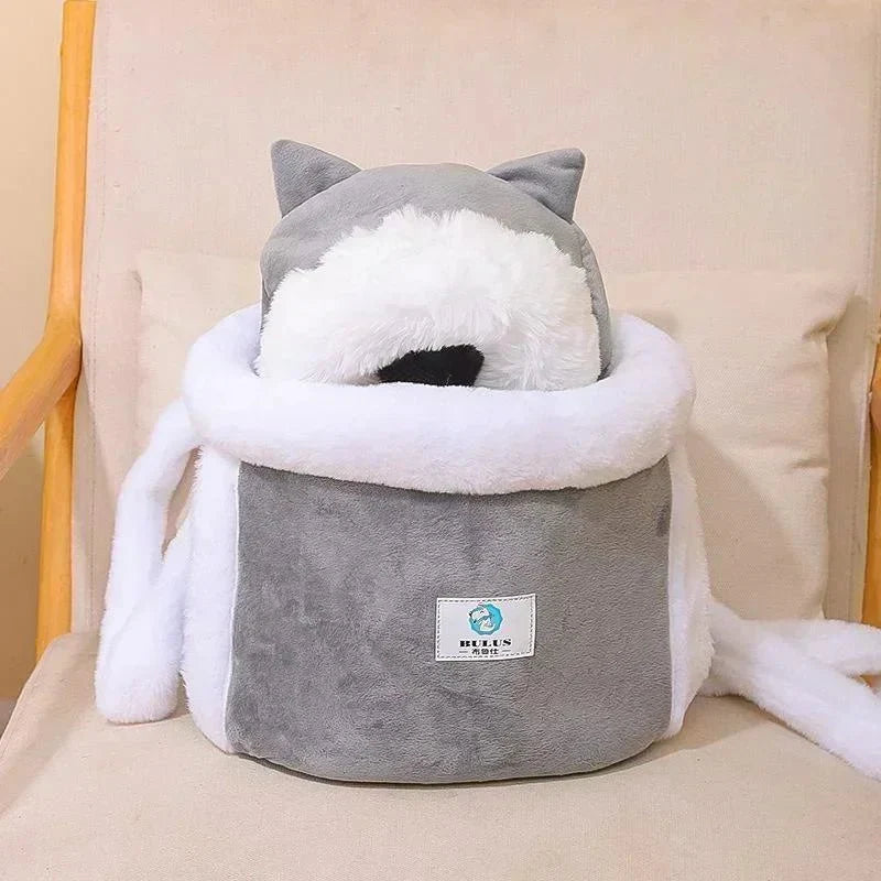 pets : Katten Draagtas Licht Grijs - Diamantfluweel Veilig Comfortabel - Fluweel in Licht Grijs van Pantino