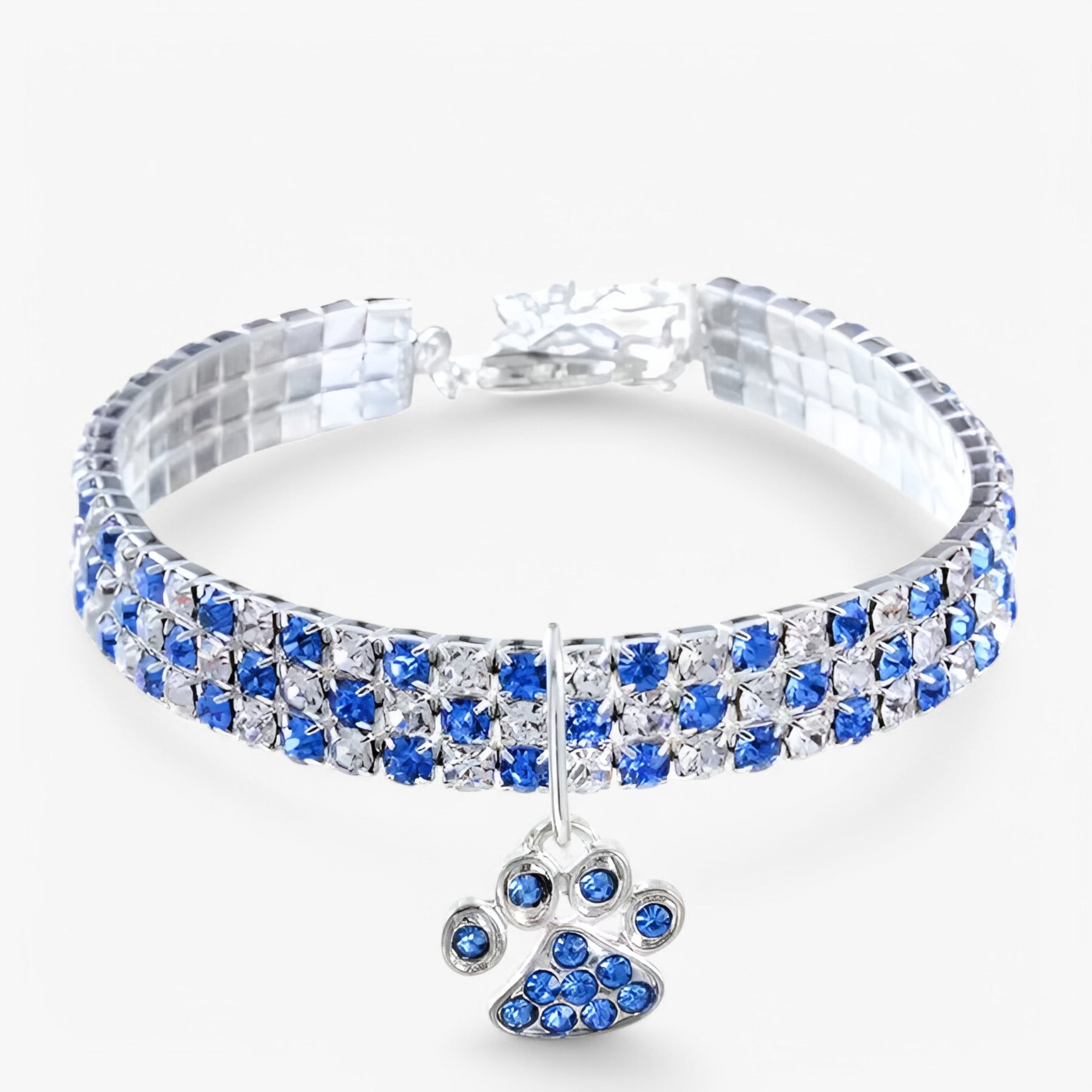 pets : Luna | Luxe Kristallen Halsband met Diamant Hanger in Blauw van Pantinoshop