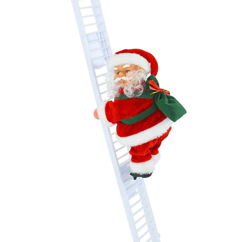 home & garden : Vrolijk | Poupée du Père Noël Grimpant avec Musique - Décoration Festive pour Sapin de Noël in Wit van Pantino
