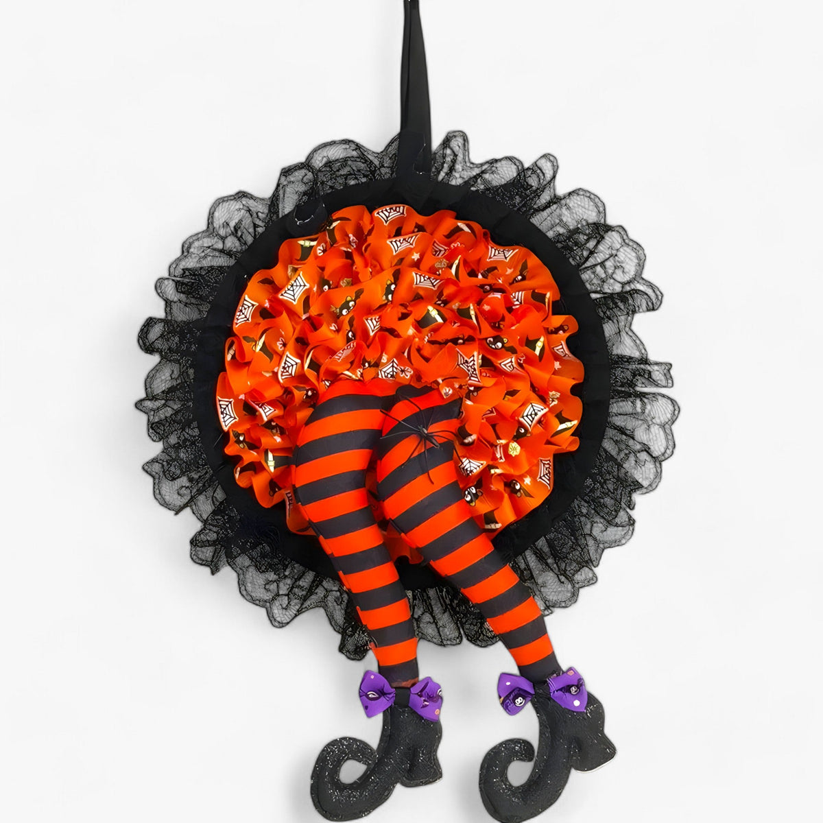 home & garden : Hekserij | Halloween-krans - Leuk hangend decor voor een griezelig welkom in Oranje van Pantino