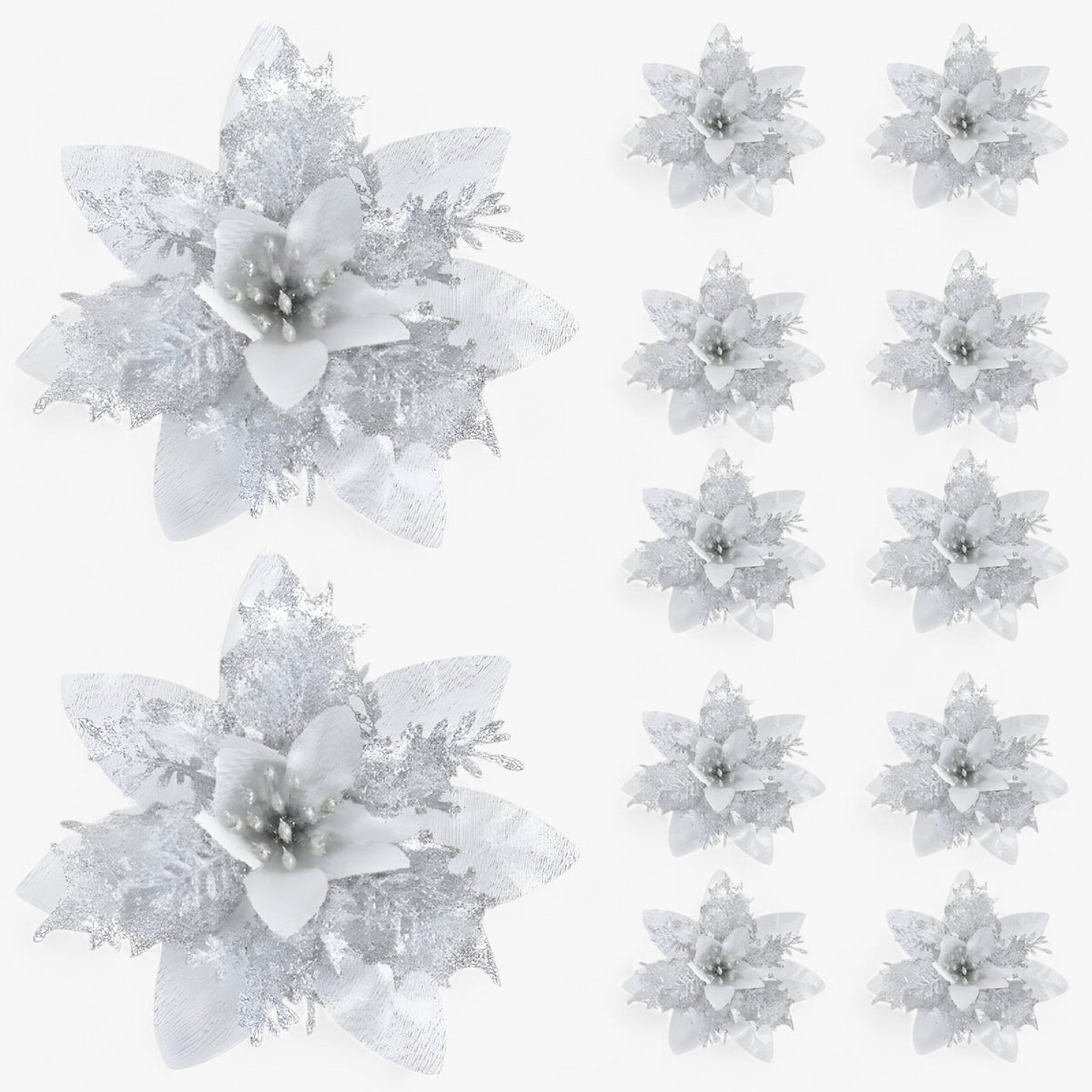 home & garden : Rosie | 5/10 stuks glitterende kerstbloemen - sprankelende boomversieringen in Geld van Pantino