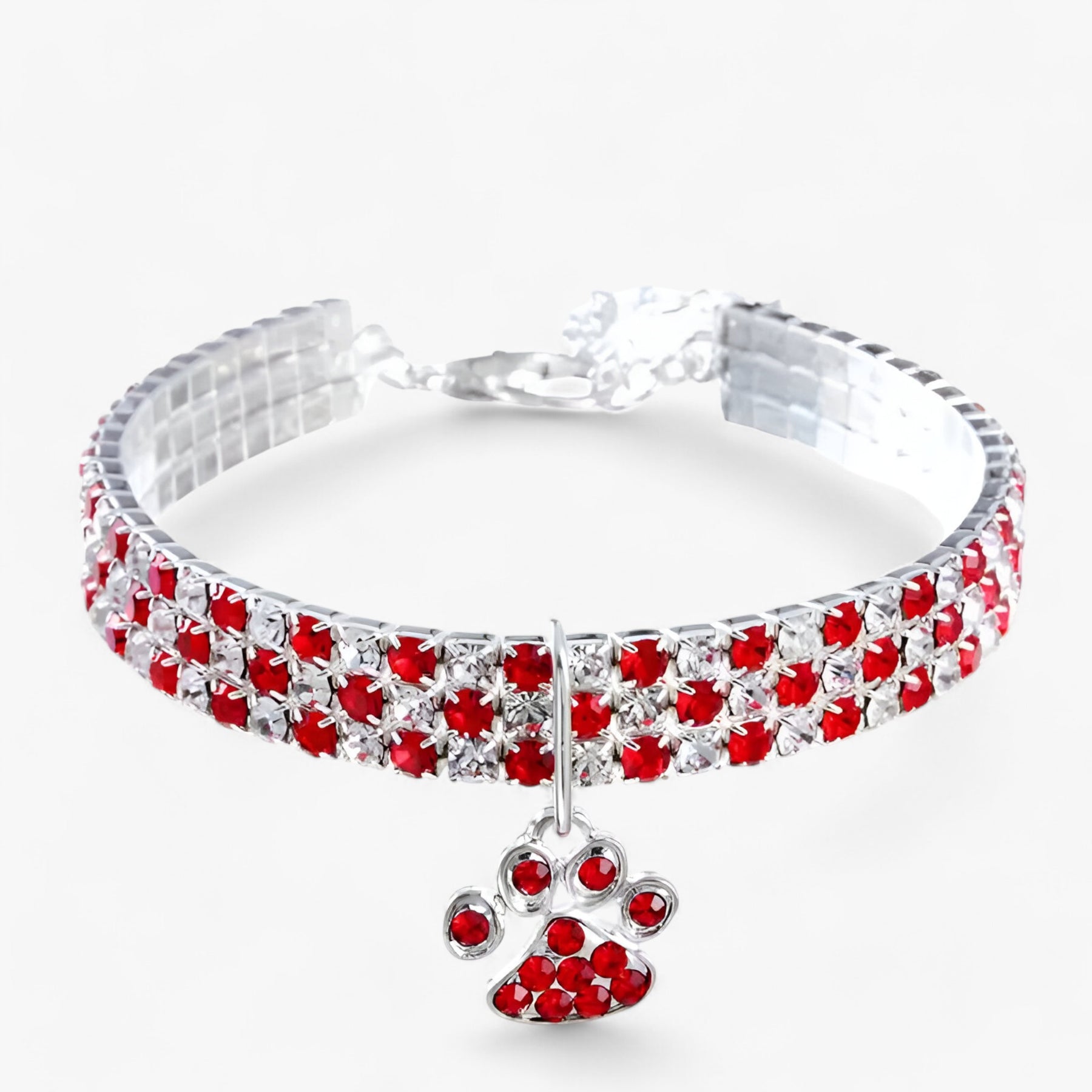 pets : Luna | Luxe Kristallen Halsband met Diamant Hanger in Rood van Pantinoshop