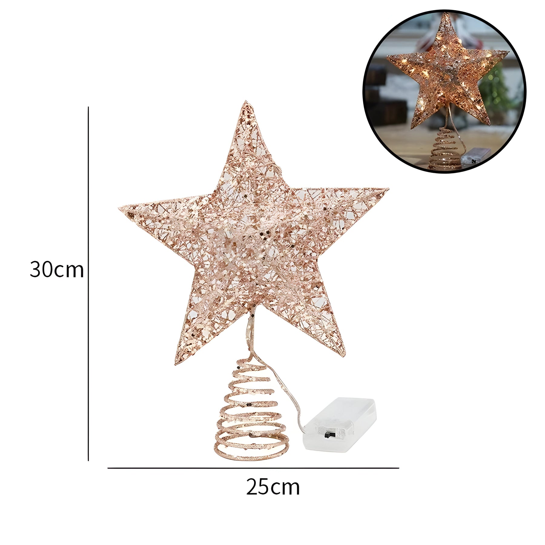 home & garden : Sterrenachtige Elegant | Bovenste Ster Ornamenten Kerstlicht - Verlicht uw Eindejaarsfeest in 25cm Roségoud van Pantinoshop