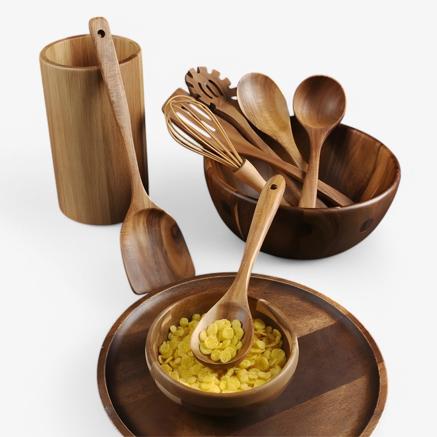 Olivia | 7-delige houten kookset - natuurlijk, duurzaam en anti-aanbak - €25 : Olivia | 7-delt træ kogesæt – naturligt, bæredygtigt og non-stick in van Pantinoshop