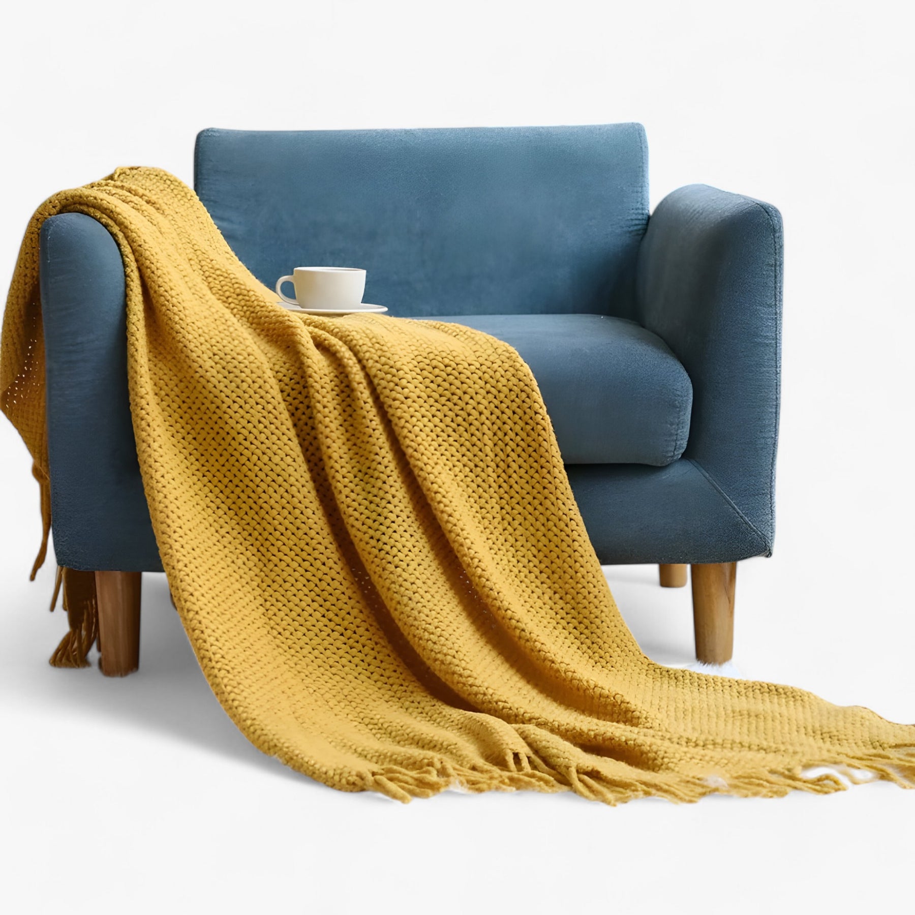 home & garden : Livia | Nordic Gebreide Deken - Stijlvol en Gezellig Comfort in Geel van Pantinoshop