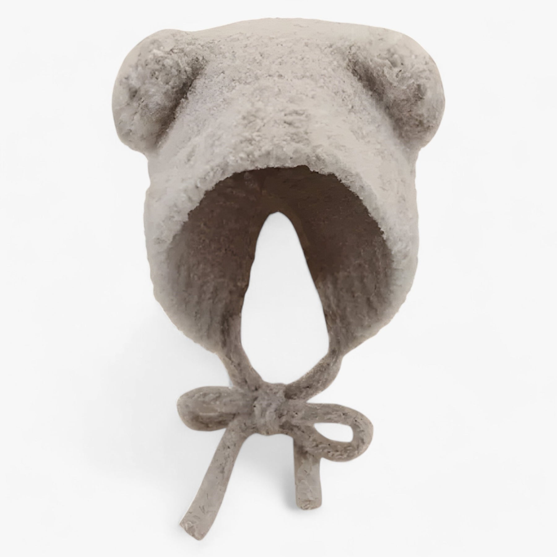 accessories : Yumi | Warme Leren-Wollen Muts - Trendy & Comfortabel in Beige 56-58cm van Pantinoshop