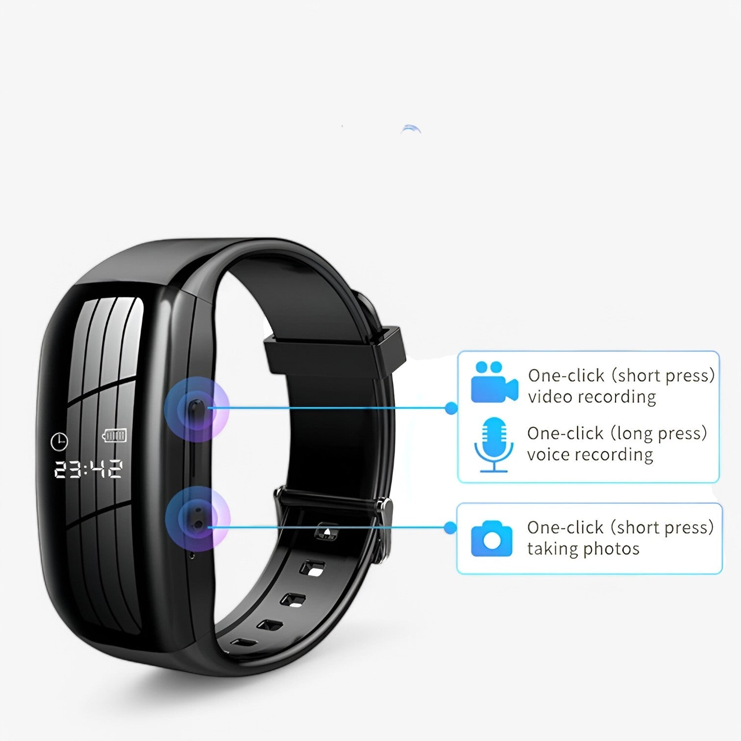 watches : Joris Mini Camera Horloge - Discreet opnemen en bewaren in één armband in van Pantinoshop
