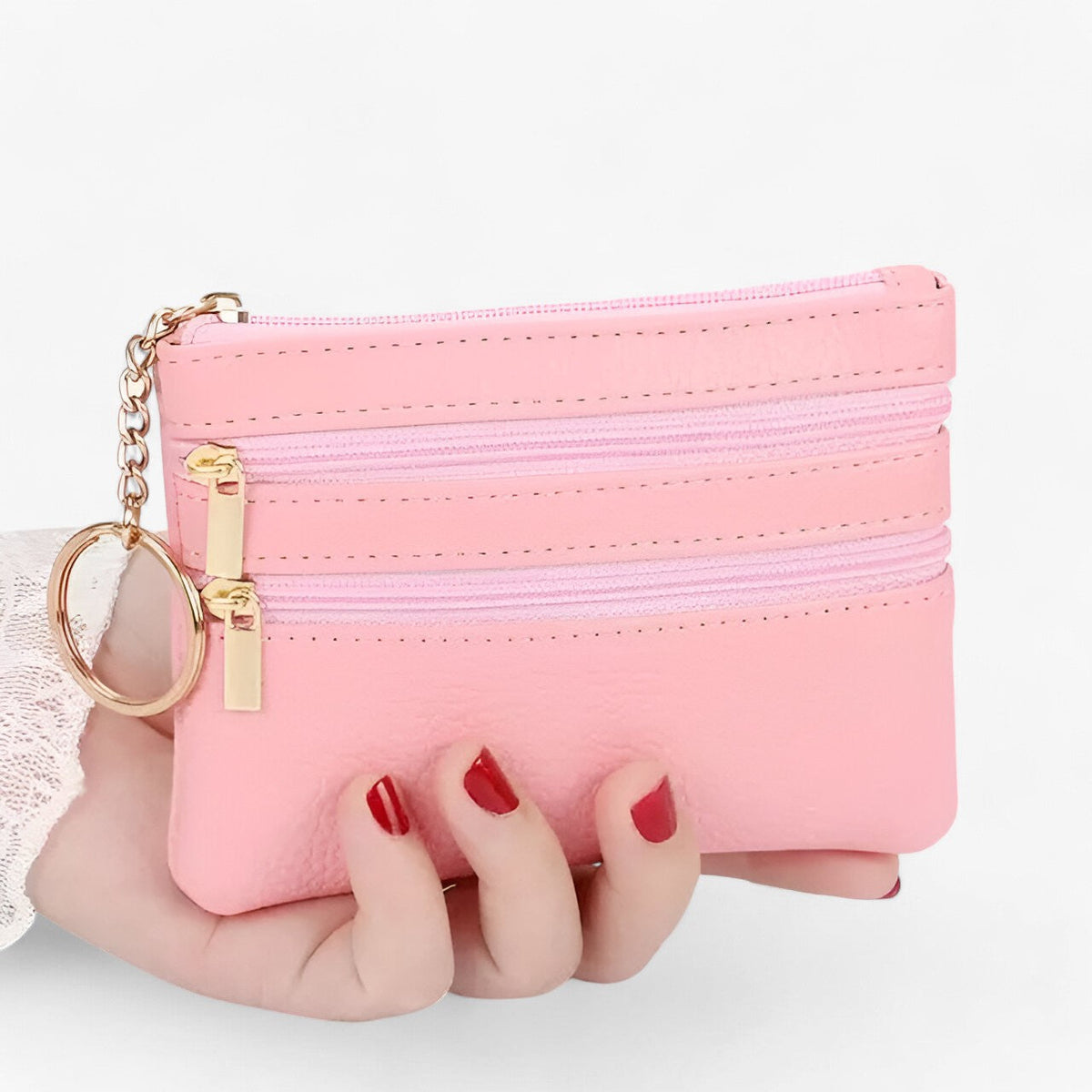 bags : Ghie| Schoudertas voor vrouwen – Compakt en elegant met drie ritsen in roze van Pantino