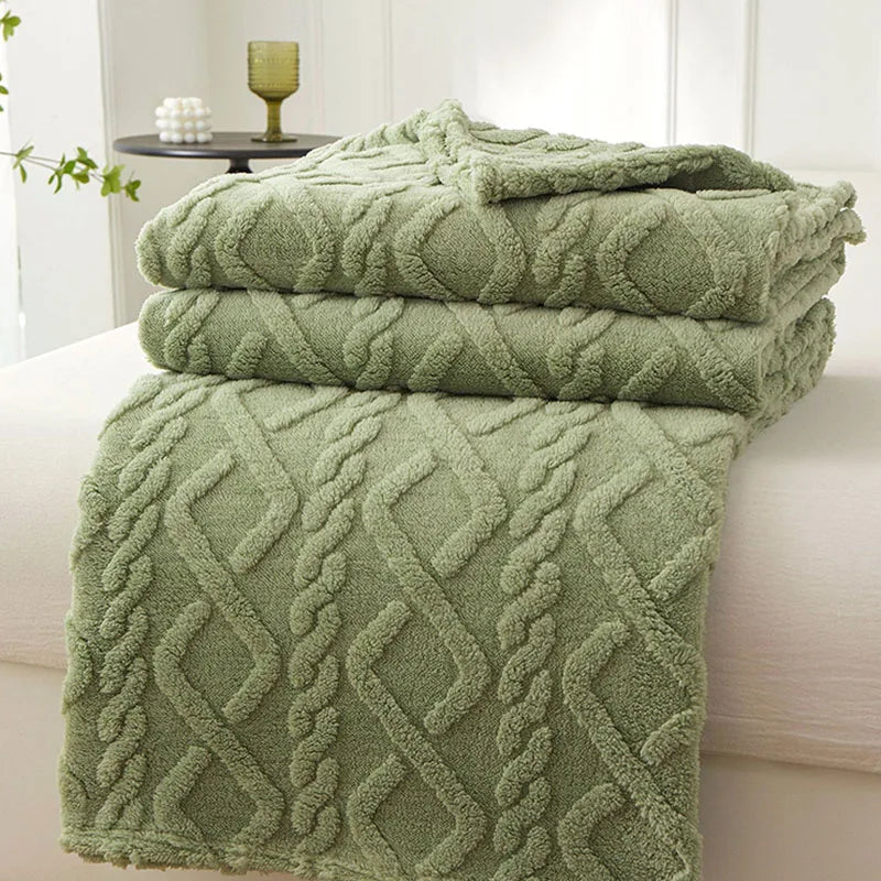 home & garden : FleeceBlanket- Warme Deken van Reistextiel Fleece in Groen van Pantino