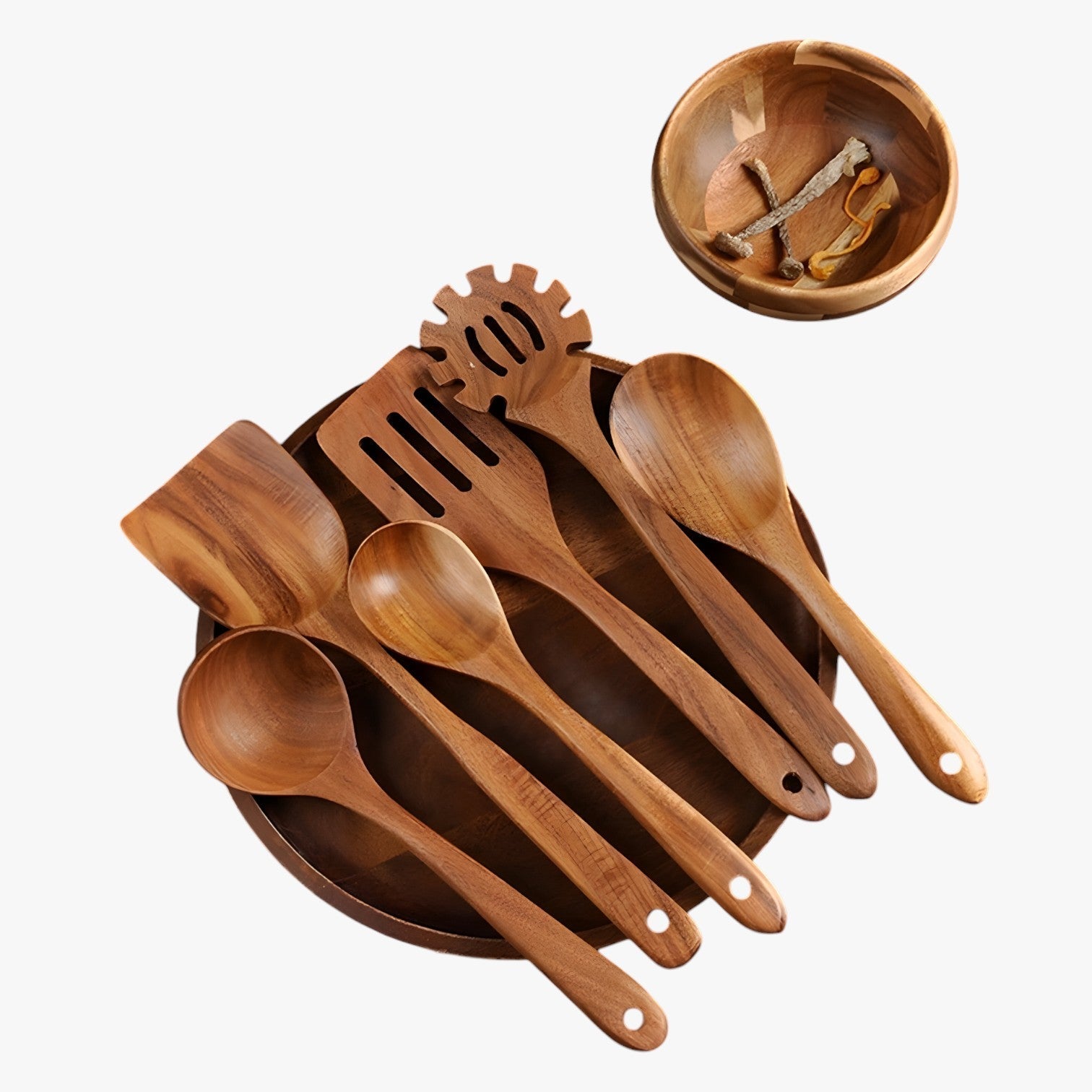 Olivia | 7-delige houten kookset - natuurlijk, duurzaam en anti-aanbak - €25 : Olivia | 7-delt træ kogesæt – naturligt, bæredygtigt og non-stick in van Pantinoshop
