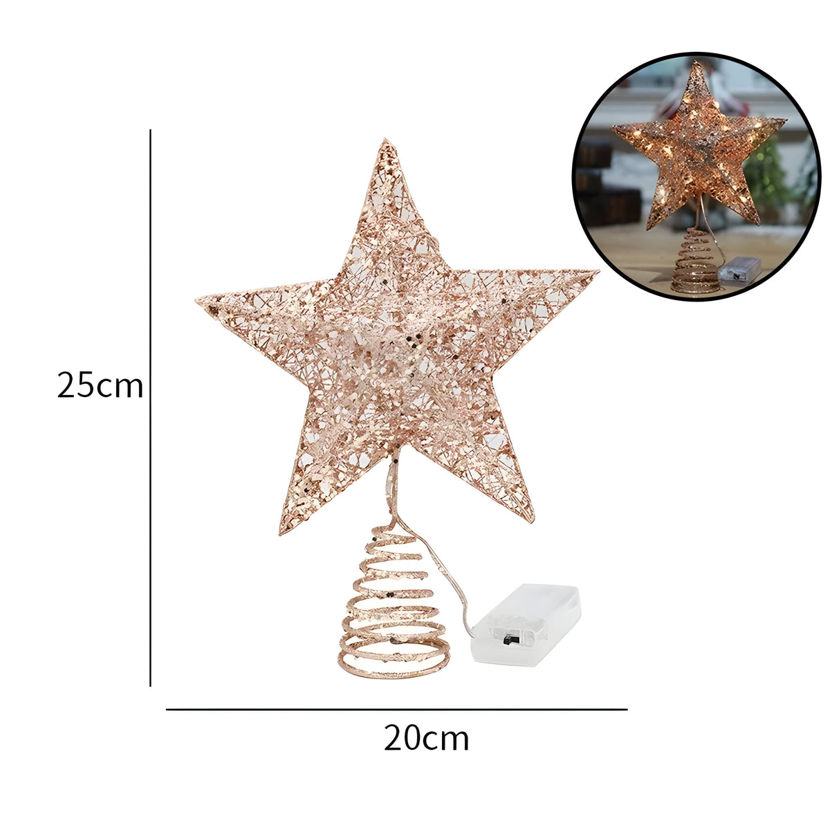 home & garden : Sterrenachtige Elegant | Bovenste Ster Ornamenten Kerstlicht - Verlicht uw Eindejaarsfeest in 20cm Roségoud van Pantinoshop