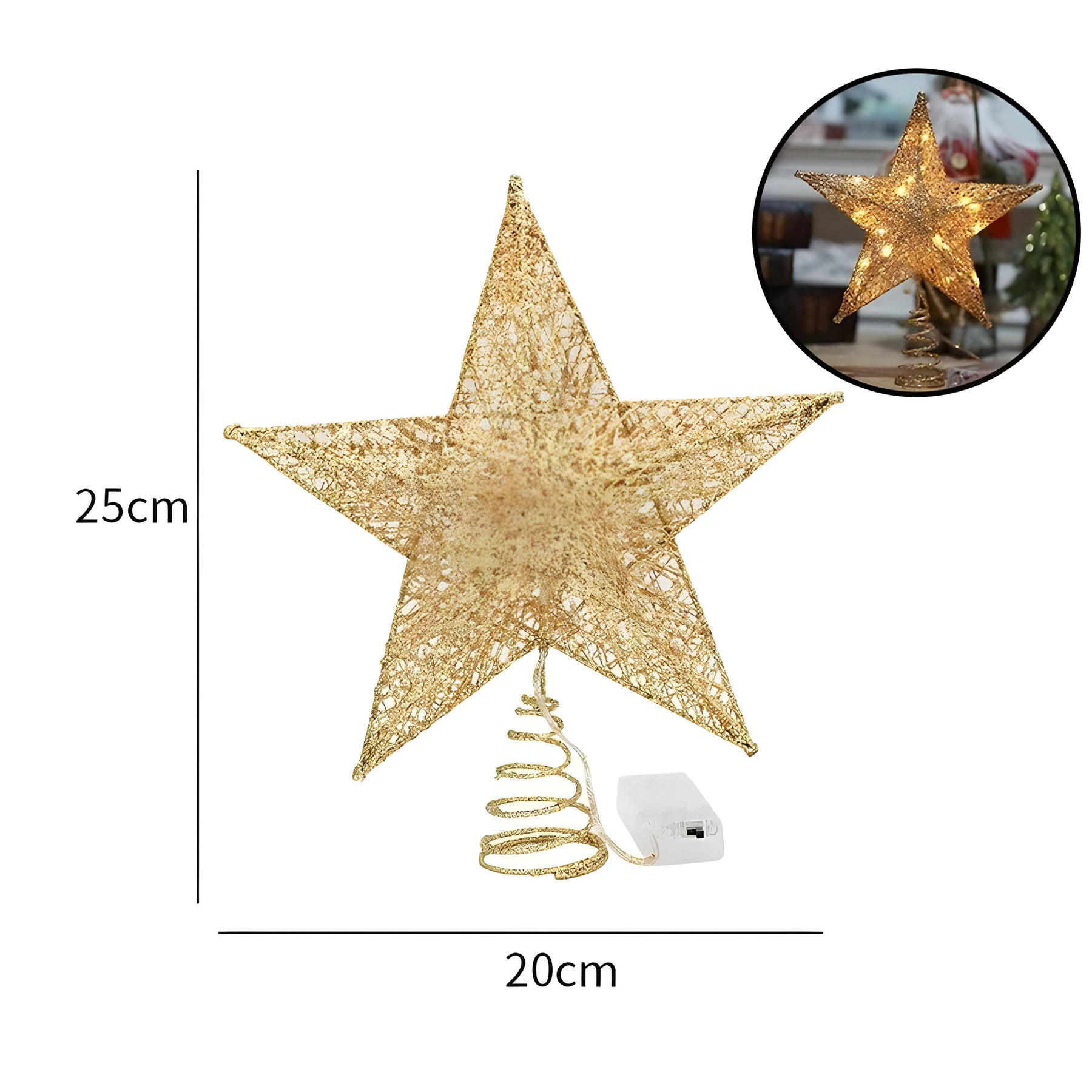 home & garden : Sterrenachtige Elegant | Bovenste Ster Ornamenten Kerstlicht - Verlicht uw Eindejaarsfeest in 20cm Champagnegoud van Pantinoshop