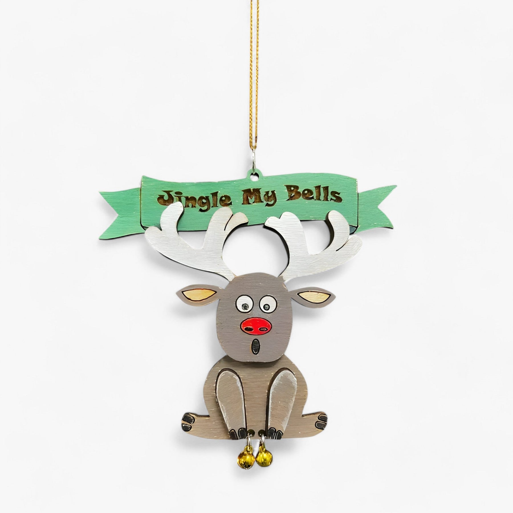 home & garden : Jingle My Bells | Grappige Kerstornament - Bel Hanger Kerstman voor Kerstboom en Nieuwjaarsdecoratie in Hert Materiaal- Acrylaat van Pantinoshop