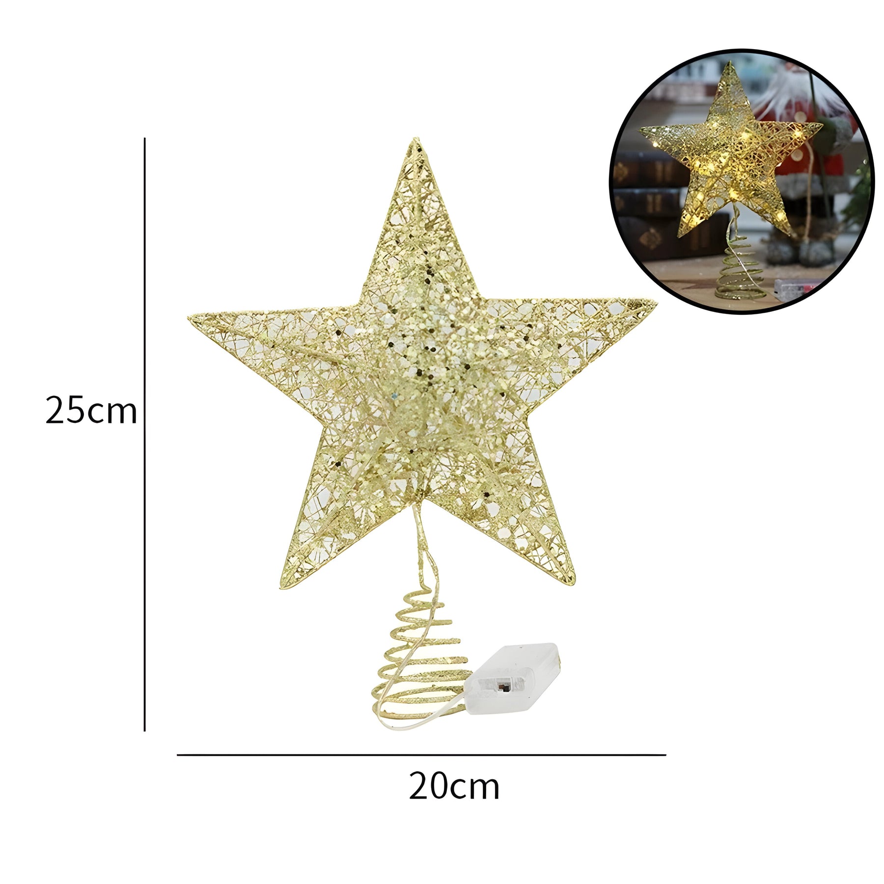 home & garden : Sterrenachtige Elegant | Bovenste Ster Ornamenten Kerstlicht - Verlicht uw Eindejaarsfeest in 20cm Goud van Pantinoshop
