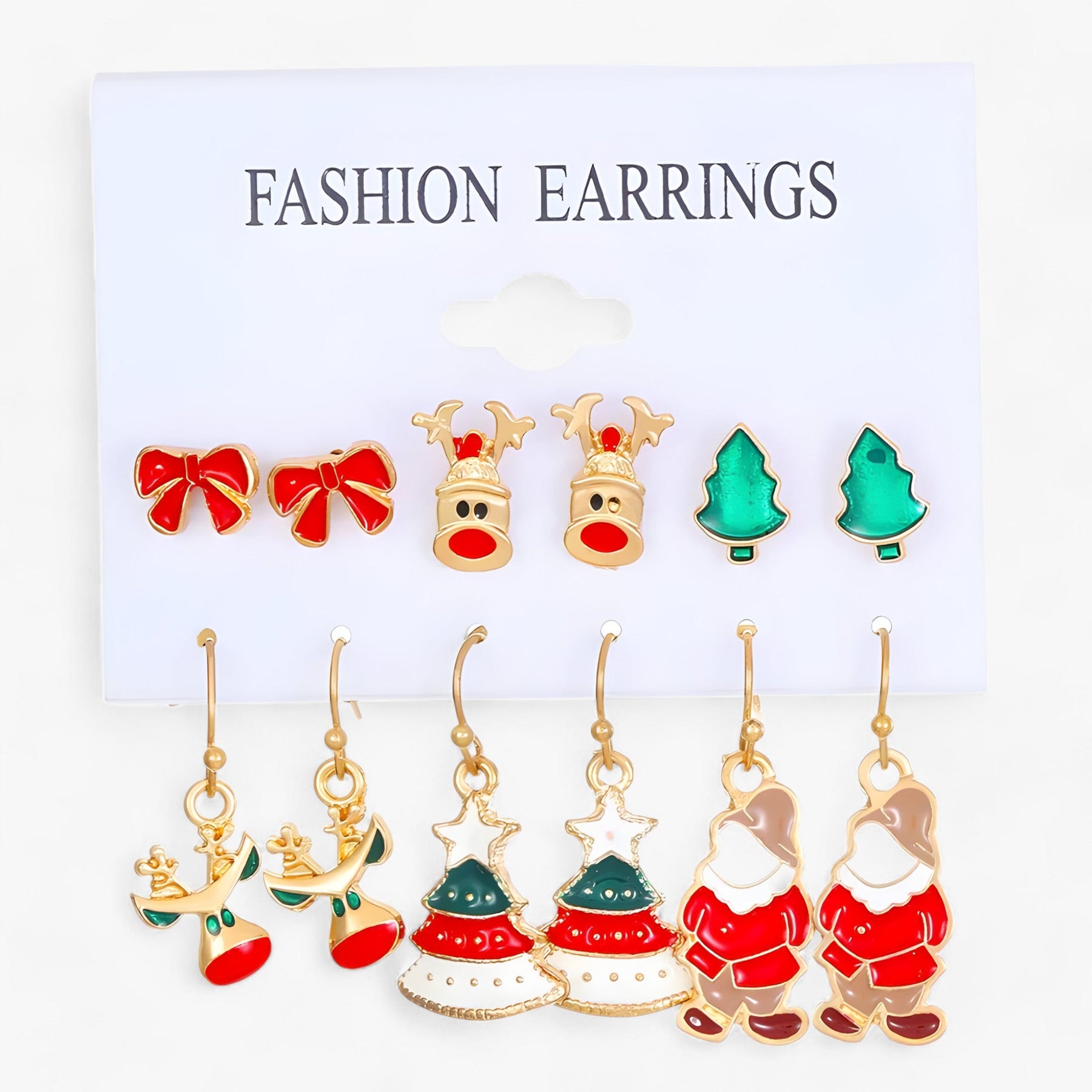 accessories : Sparkle | Set van 6 Paar Kerstoorbellen - Sprankelende Ontwerpen in Zirkonia in 8 van Pantinoshop