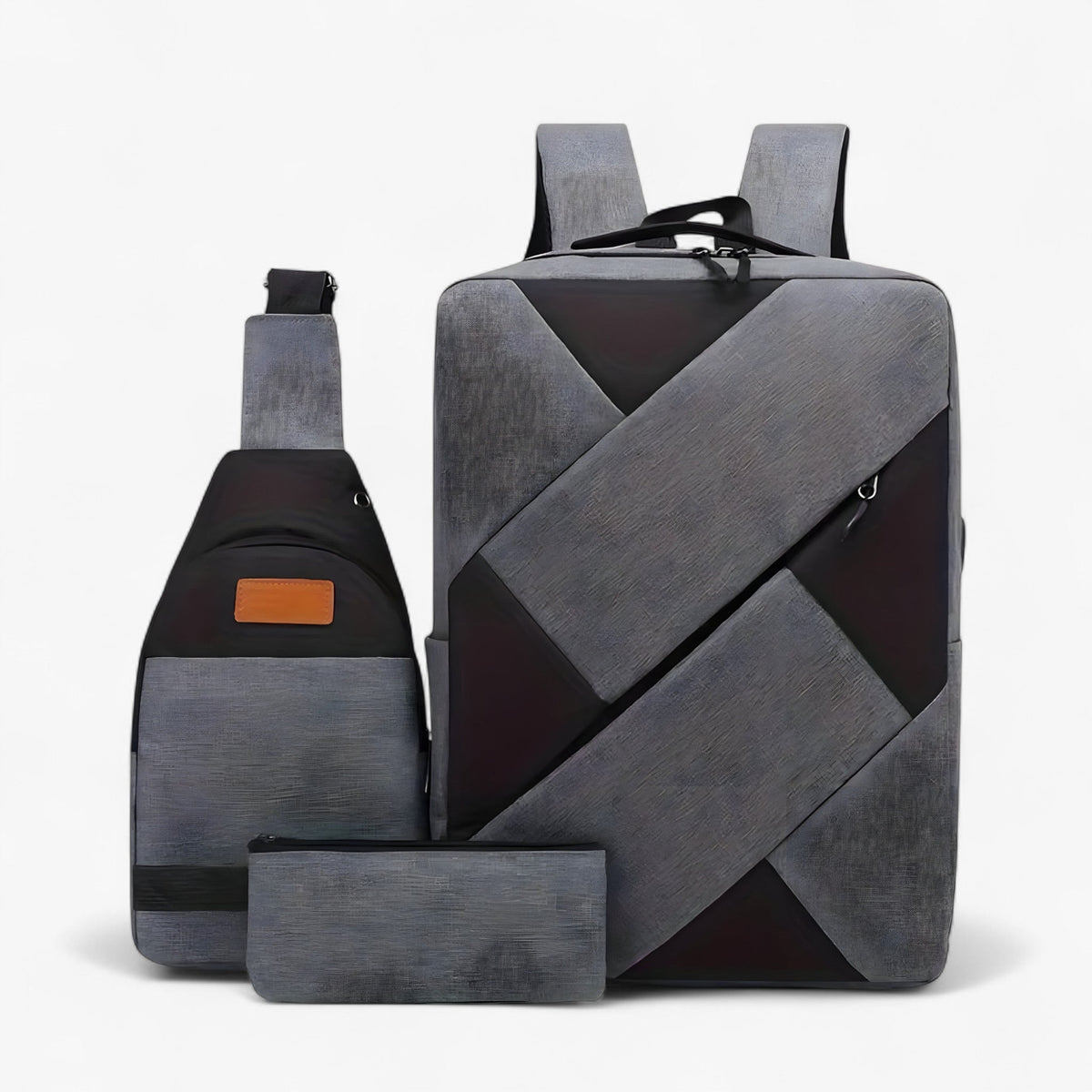 bags : Evan | Set 3 in 1 met rugzak en bijpassende accessoires in Grijs van Pantinoshop