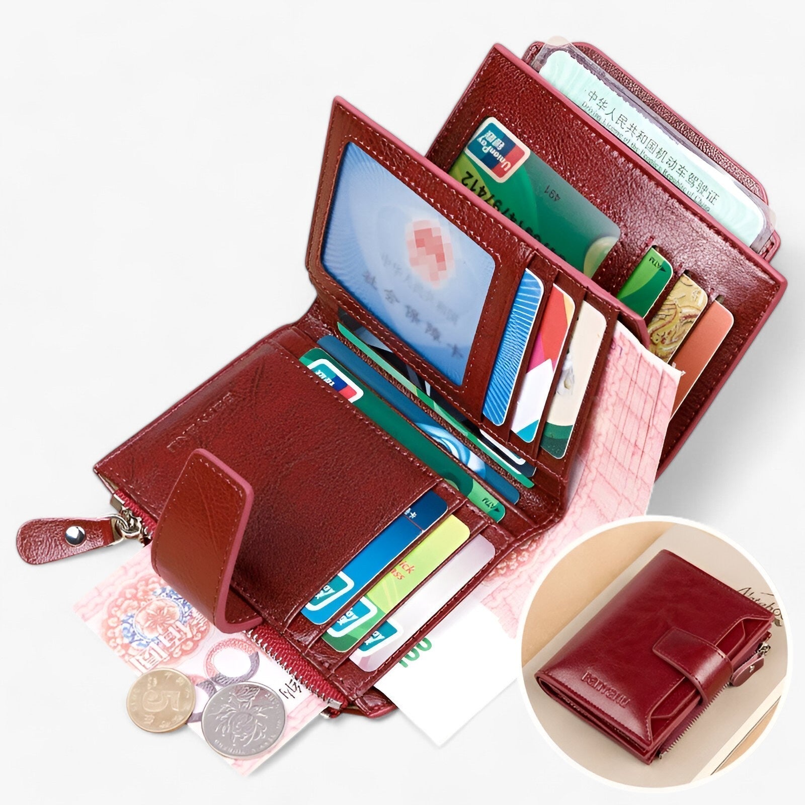 bags : Heidi| Lederen portemonnee voor dames RFID in van Pantino