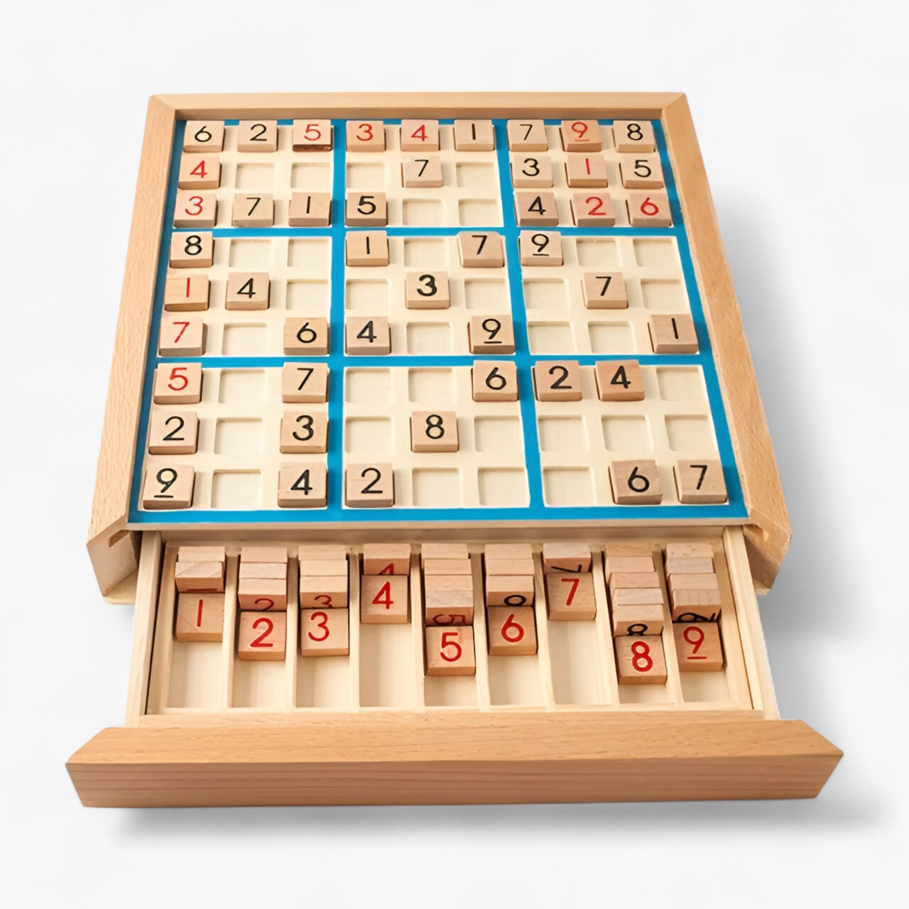 home & garden : Daan | Houten Sudoku Bordspel met Lade in Blauw TSJECHIË van Pantinoshop