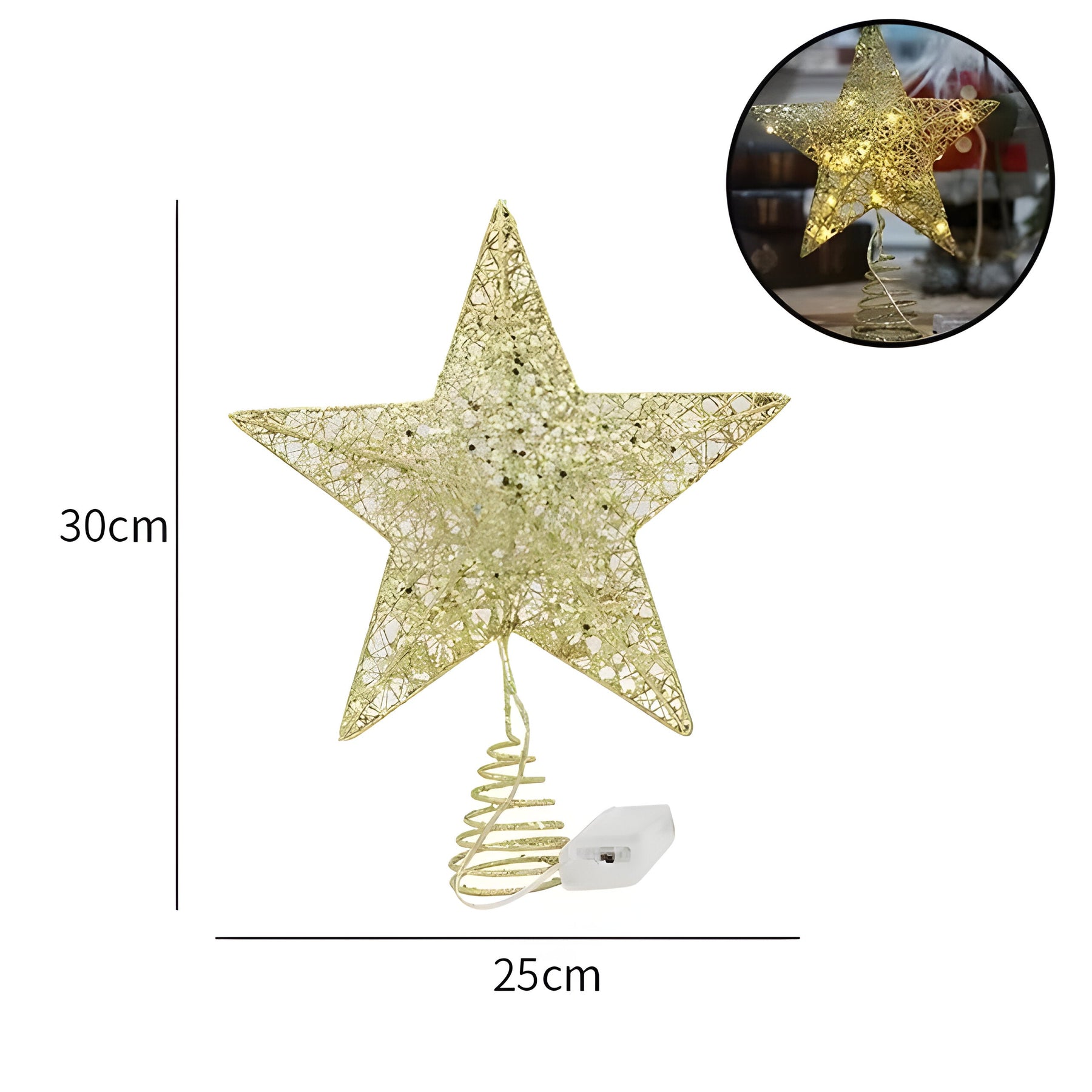 home & garden : Sterrenachtige Elegant | Bovenste Ster Ornamenten Kerstlicht - Verlicht uw Eindejaarsfeest in 25cm Goud van Pantinoshop