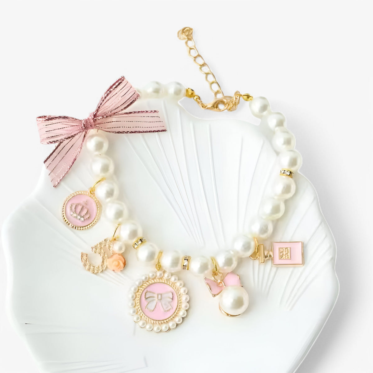 pets : Bella | Luxe Parel Kraag met Strass voor Huisdieren in Roze van Pantinoshop