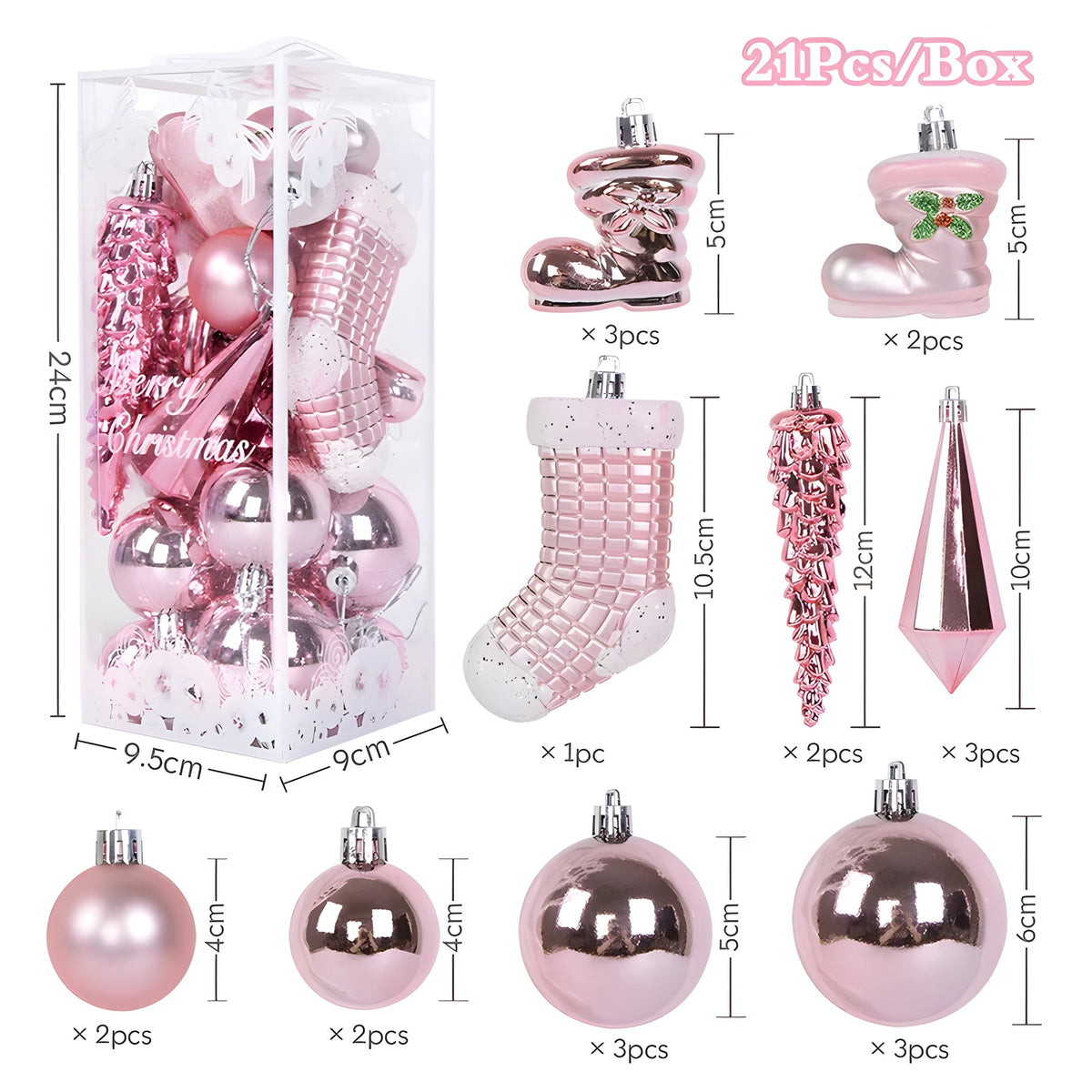 home & garden : Kristal | 21 stuks kerstbalornamenten - elegante ijspegelhangers voor decoraties in Roze van Pantino