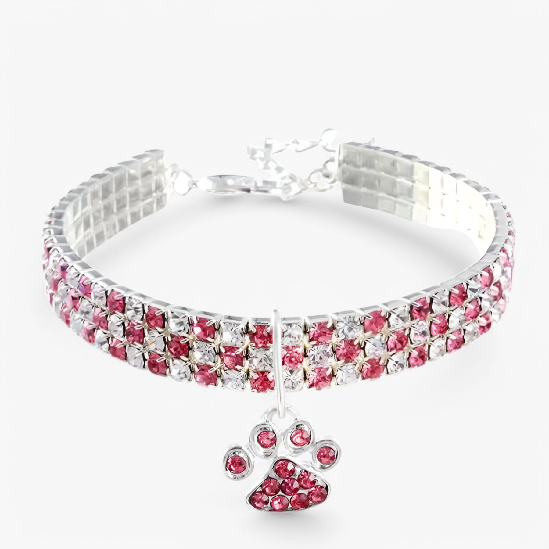 pets : Luna | Luxe Kristallen Halsband met Diamant Hanger in Roze van Pantinoshop