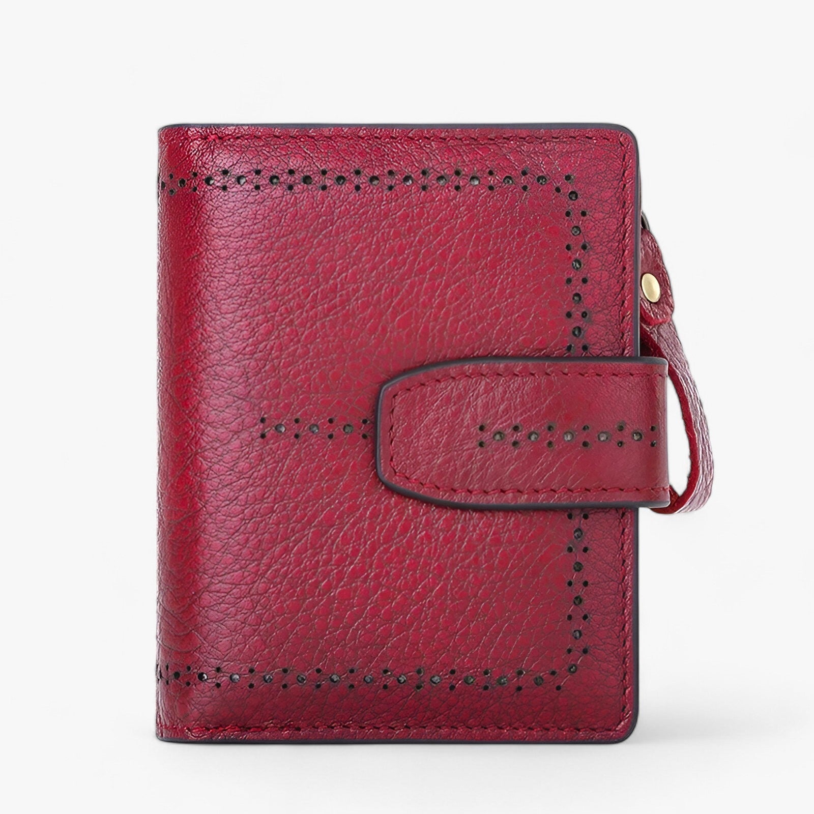 bags : Beatriz | Compacte RFID-blokkerende leren portemonnee met rits en ID-venster in Bourgondië van Pantinoshop