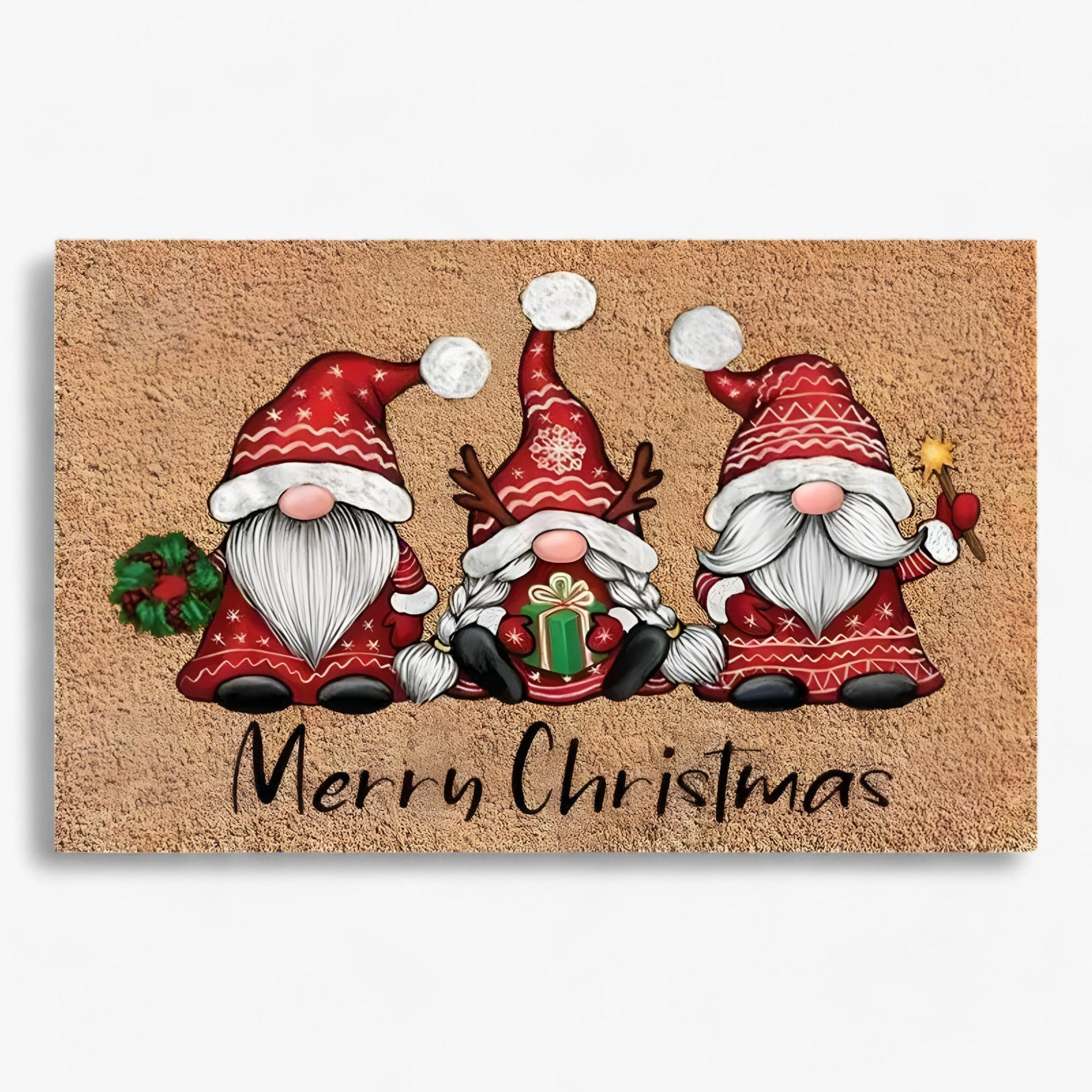 home & garden : Kerstgnomen en Eland | Deurmat - Feestelijke Binnen-/Buitendecoratie in 1 40X60CM-gepersonaliseerd van Pantinoshop