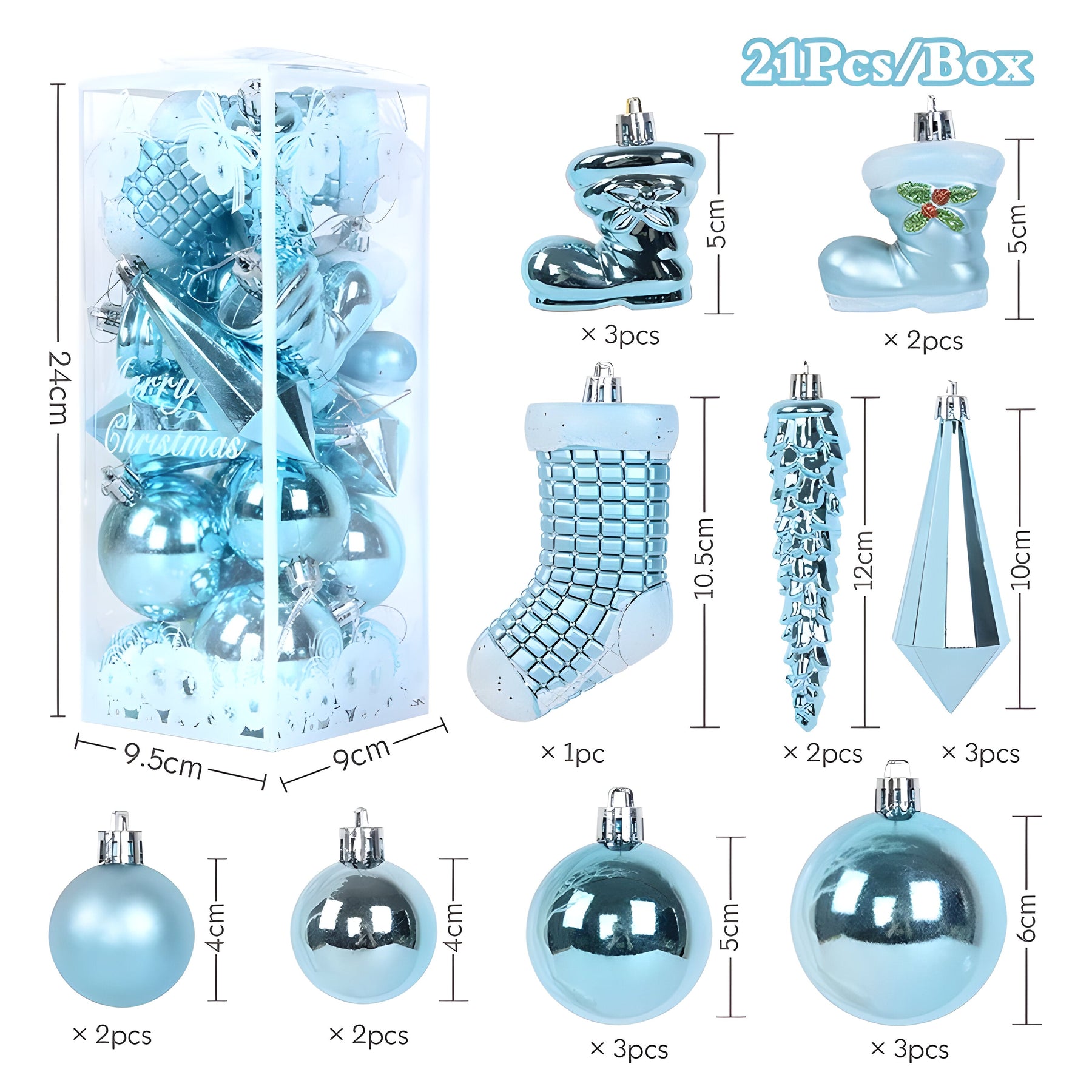 home & garden : Kristal | 21 stuks kerstbalornamenten - elegante ijspegelhangers voor decoraties in Blauw van Pantino