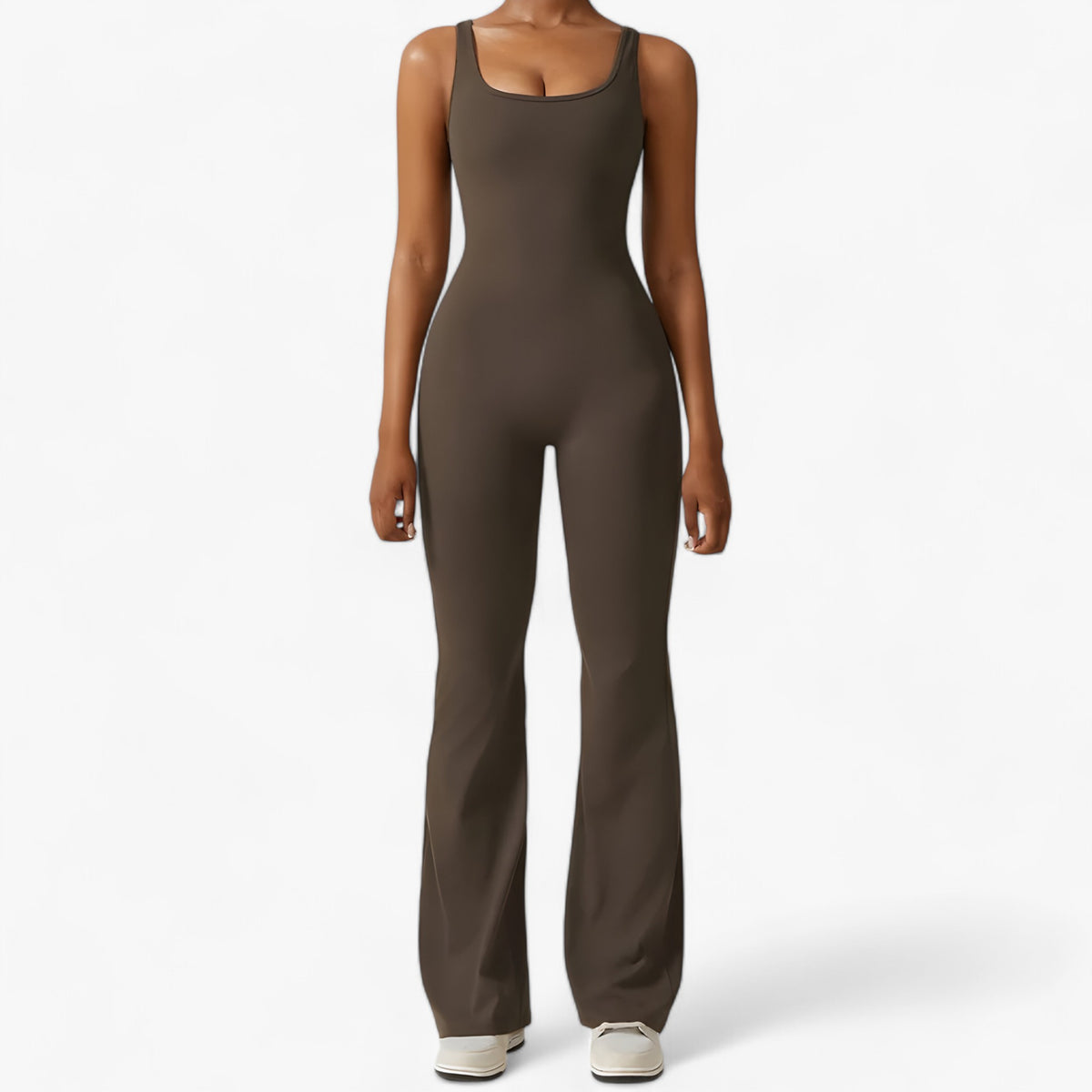 men's fashion : Mia | Yoga Jumpsuit - Stretch voor maximale flexibiliteit in Houtskool Koffie van Pantino