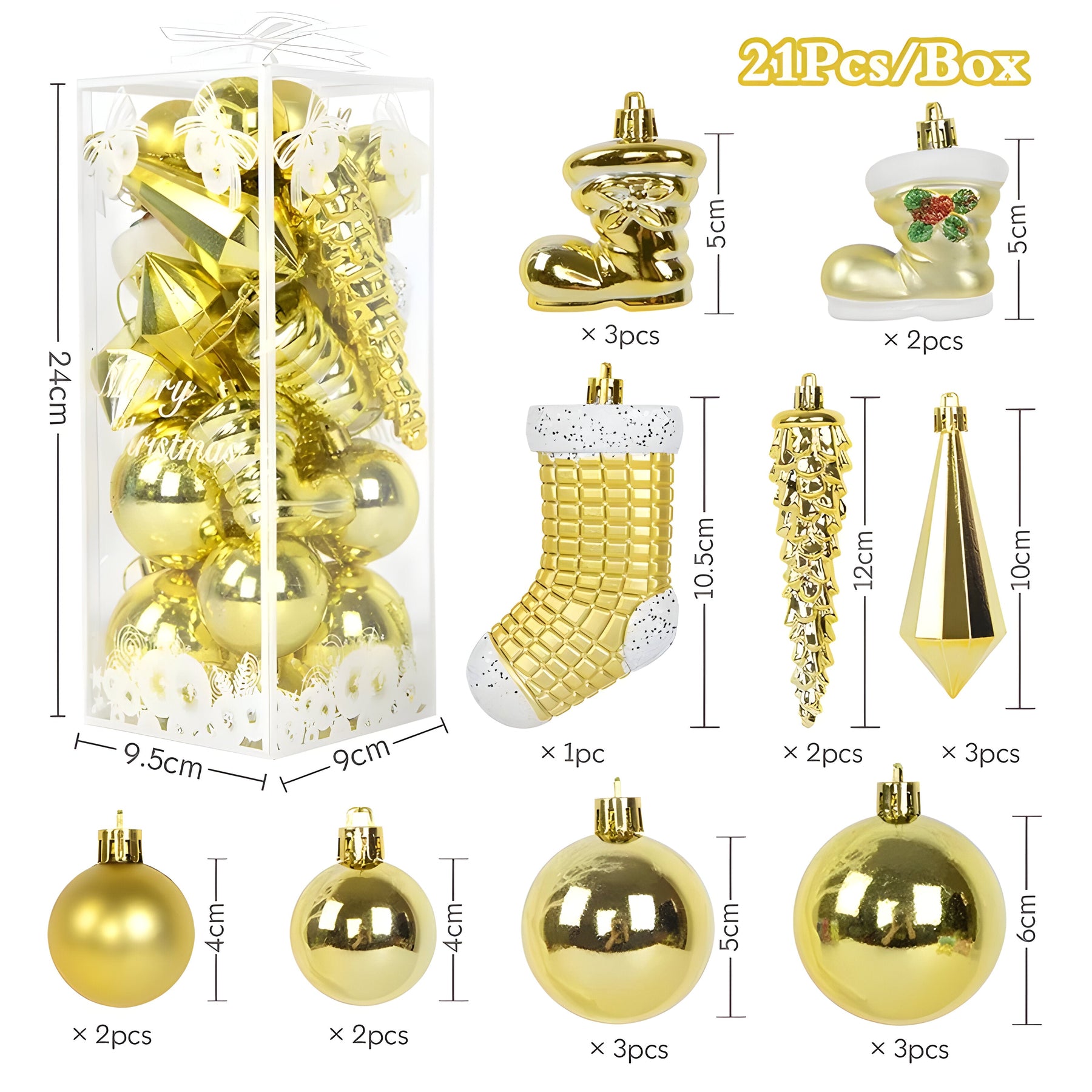 home & garden : Kristal | 21 stuks kerstbalornamenten - elegante ijspegelhangers voor decoraties in Goud van Pantino