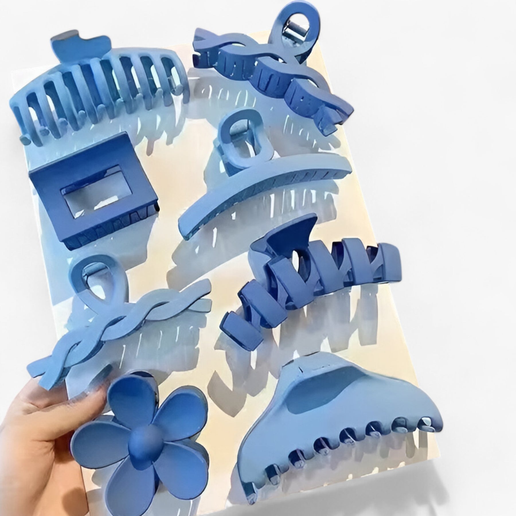 accessories : Isabella | Set van 8 Stijlvolle Haarspelden in blauw van Pantinoshop