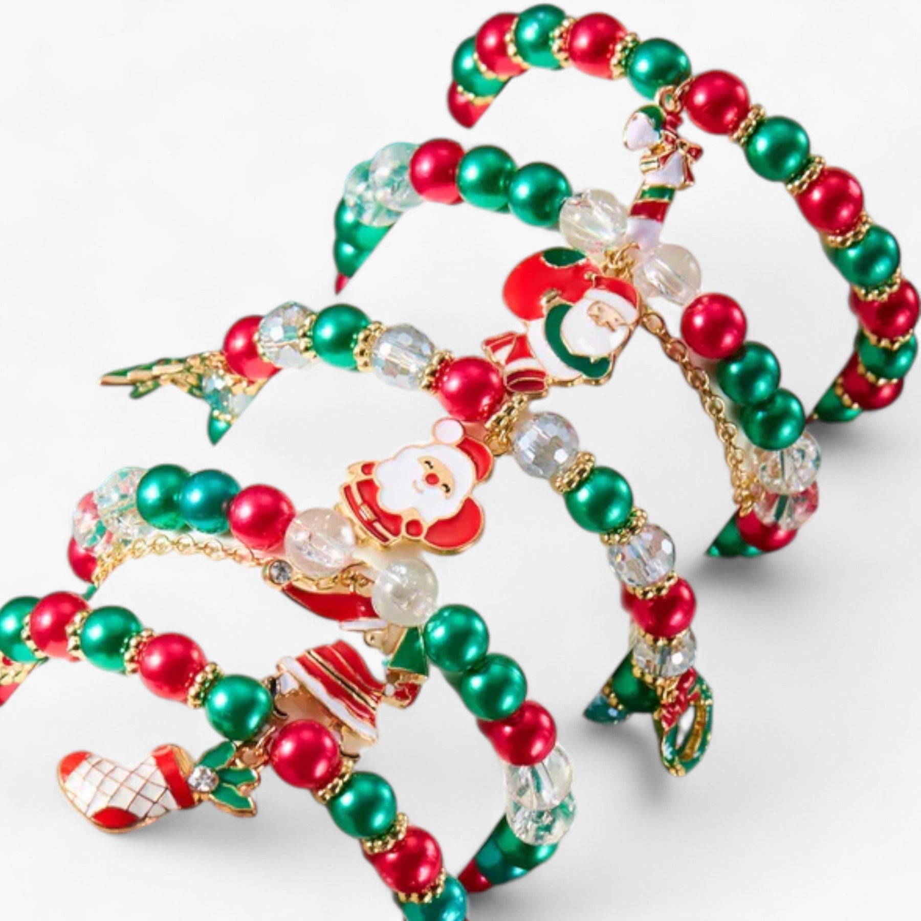 accessories : Feestelijke Sieraden | Armbanden van Rode en Groene Harsparels – Trendy Kerstaccessoires voor Mannen en Vrouwen in van Pantinoshop